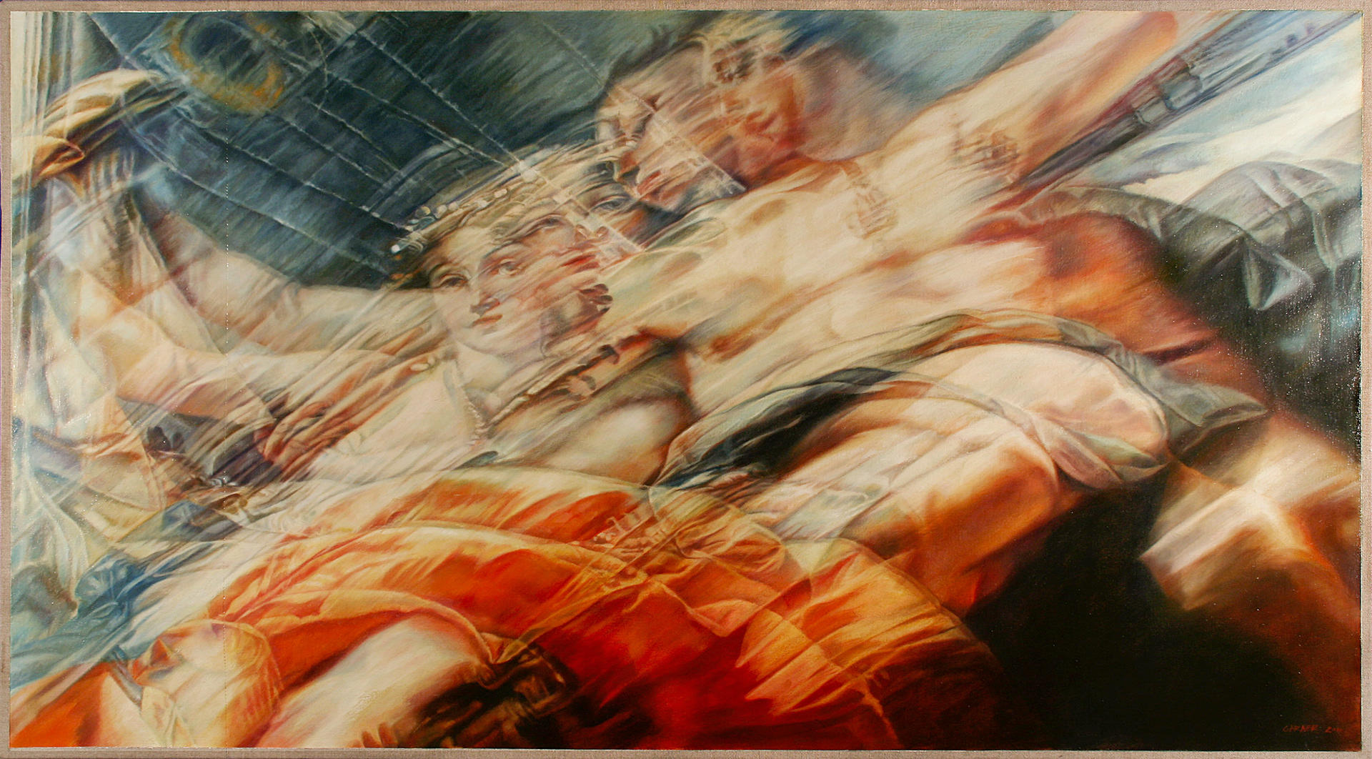 Zephyr and Flora (after Tiepolo), 2011, oil on linen, 58" X 32"