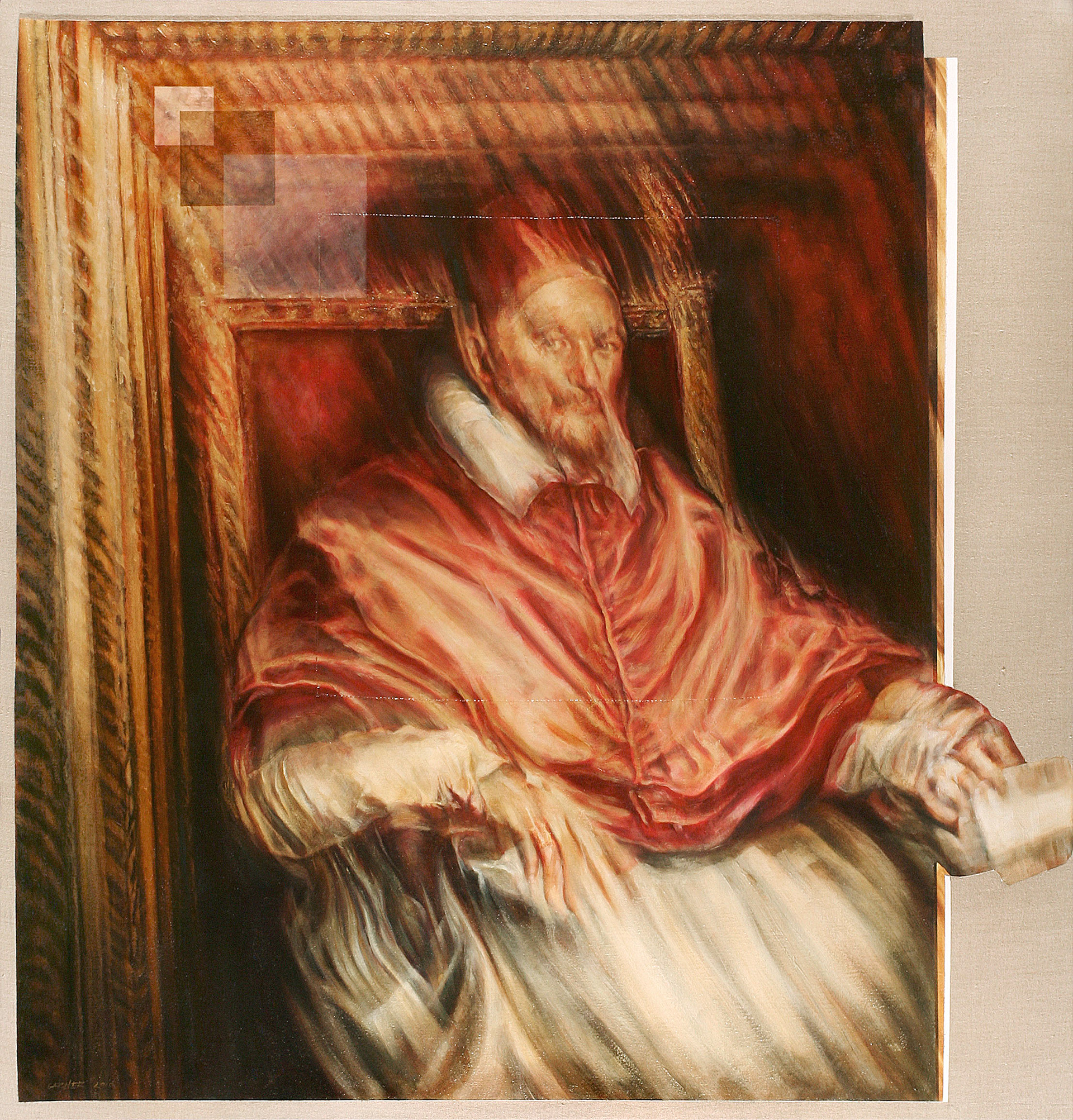 Innocenzo X (after Velasquez), 2010, oil on linen, 48" X 50"