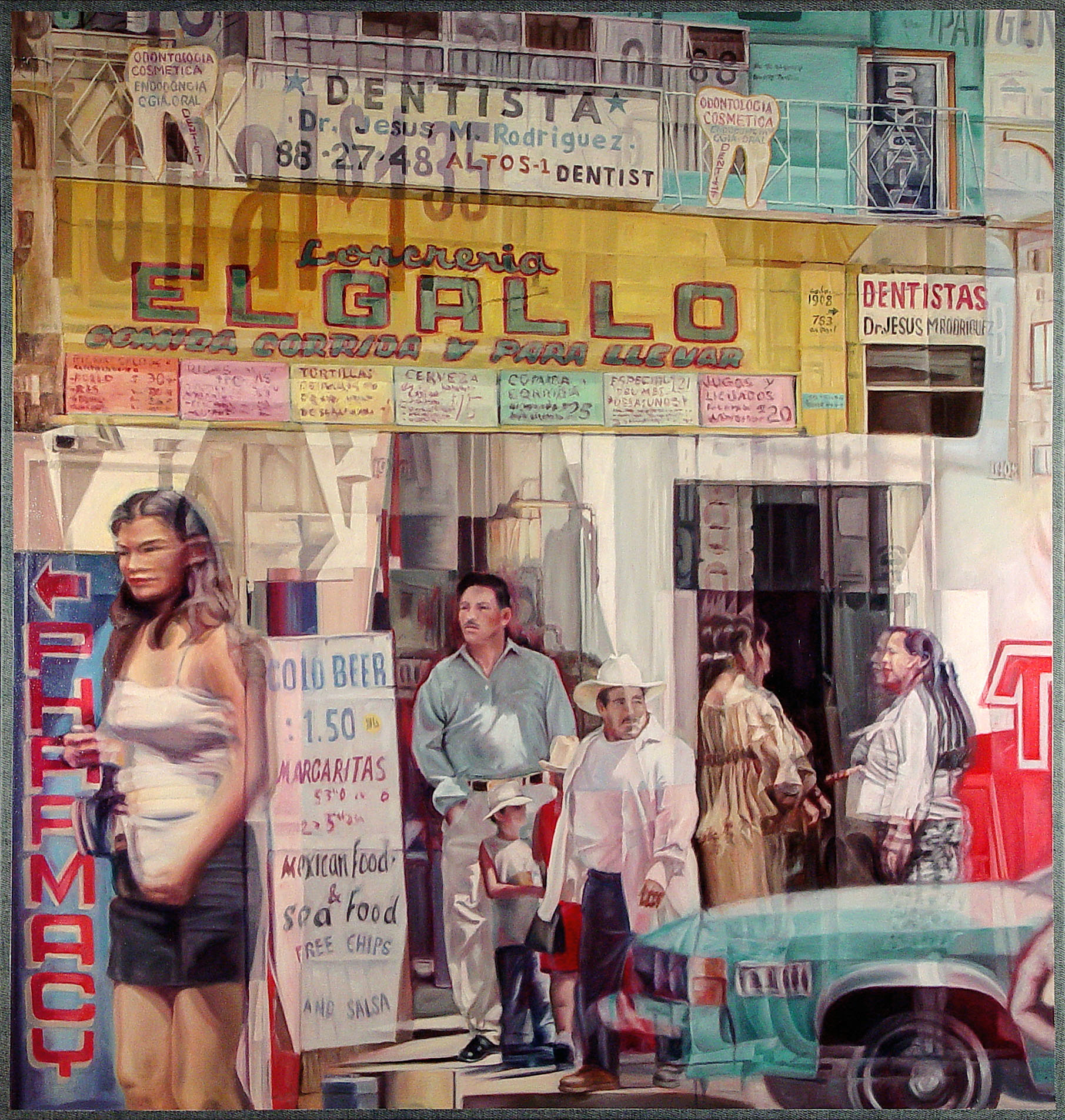 El Gallo, 2005, Oil on Denim, 42" X 44".  Sold