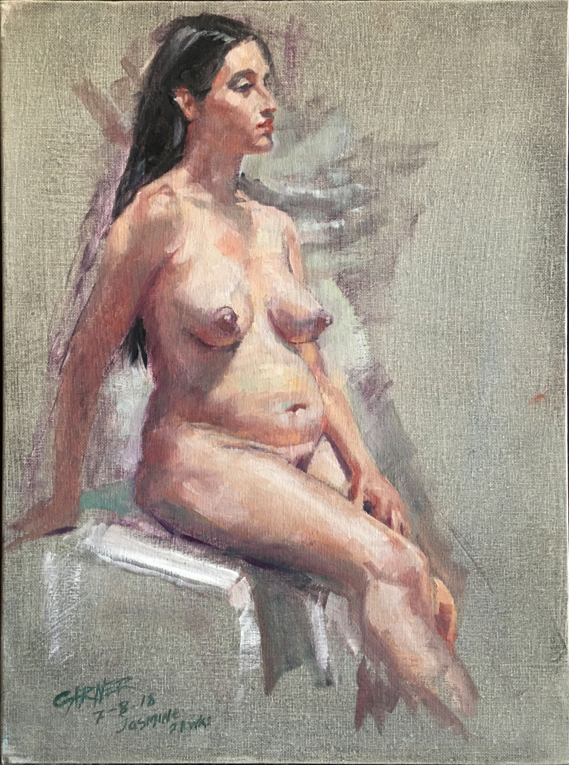 Jasmine at 22 weeks, 2018, oil on linen, 12" X 16"