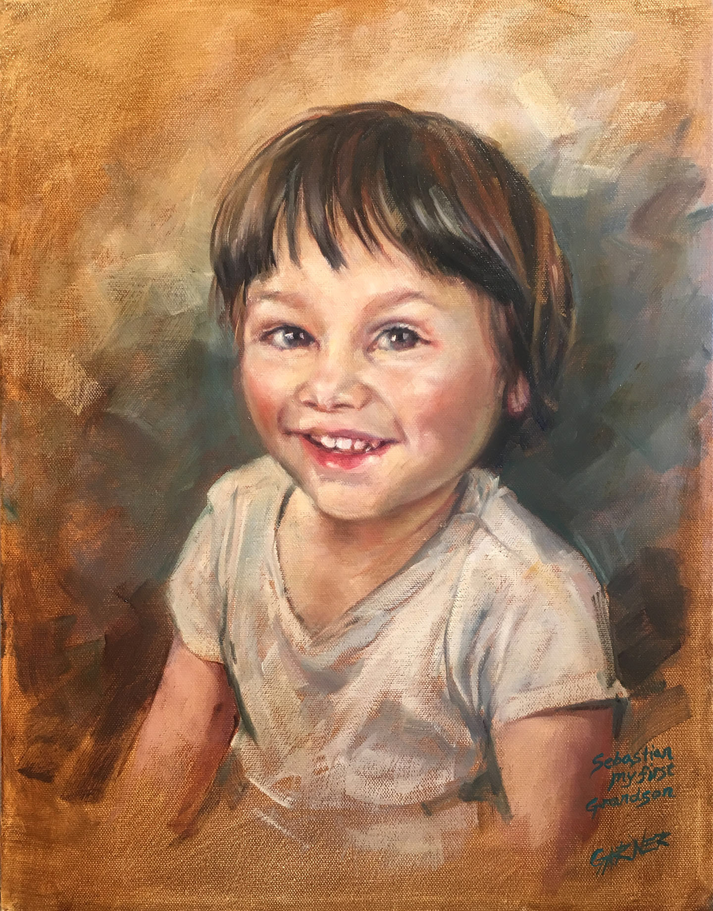 Grandson Sebastian, 2017, oil on canvas, 12" x 16"