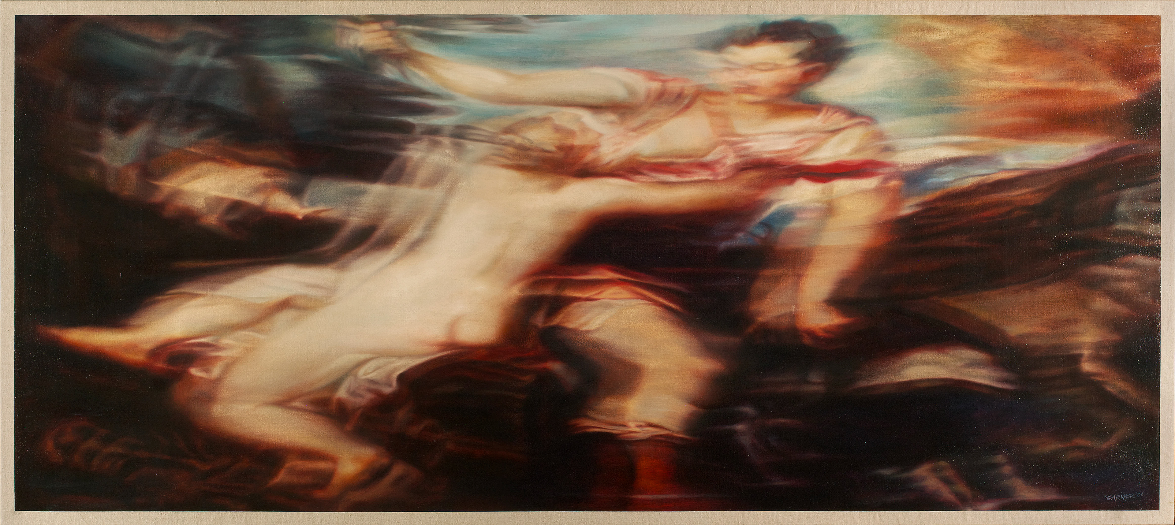 Venus and Adonis (after Titian), 2006, oil on linen, 72" X 32"