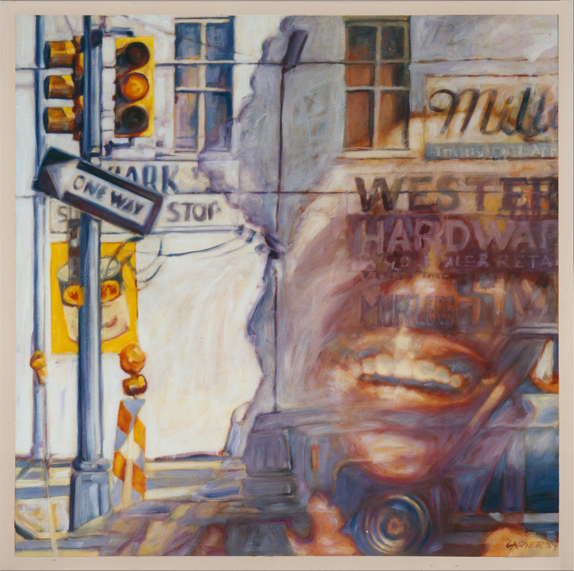 Western Hardware 1994 Oil on Canvas 120 x 120 cm.  Sold