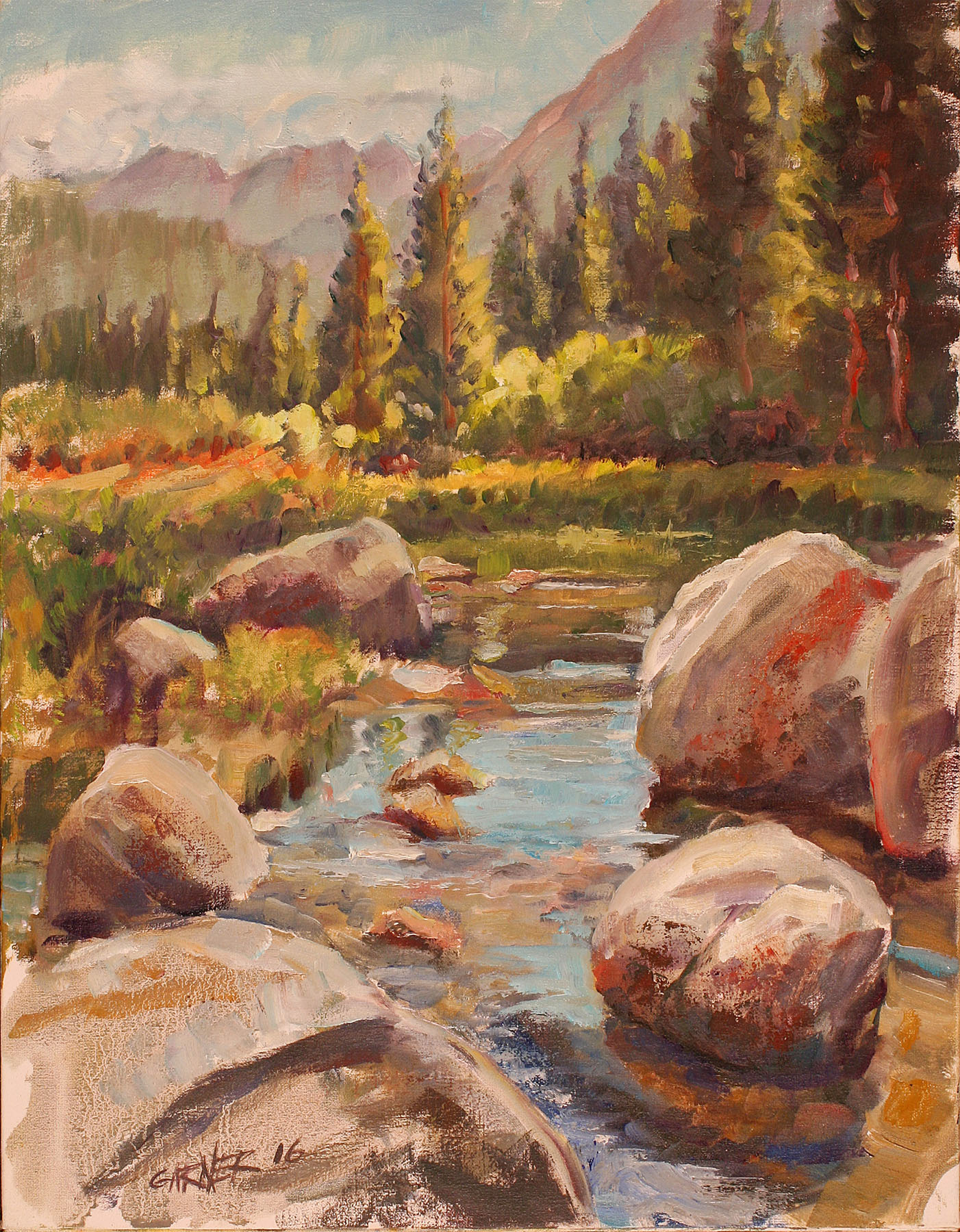 Rock Creek, Sierra Nevada, 2016, oil on canvas panel, 14" X 11"
