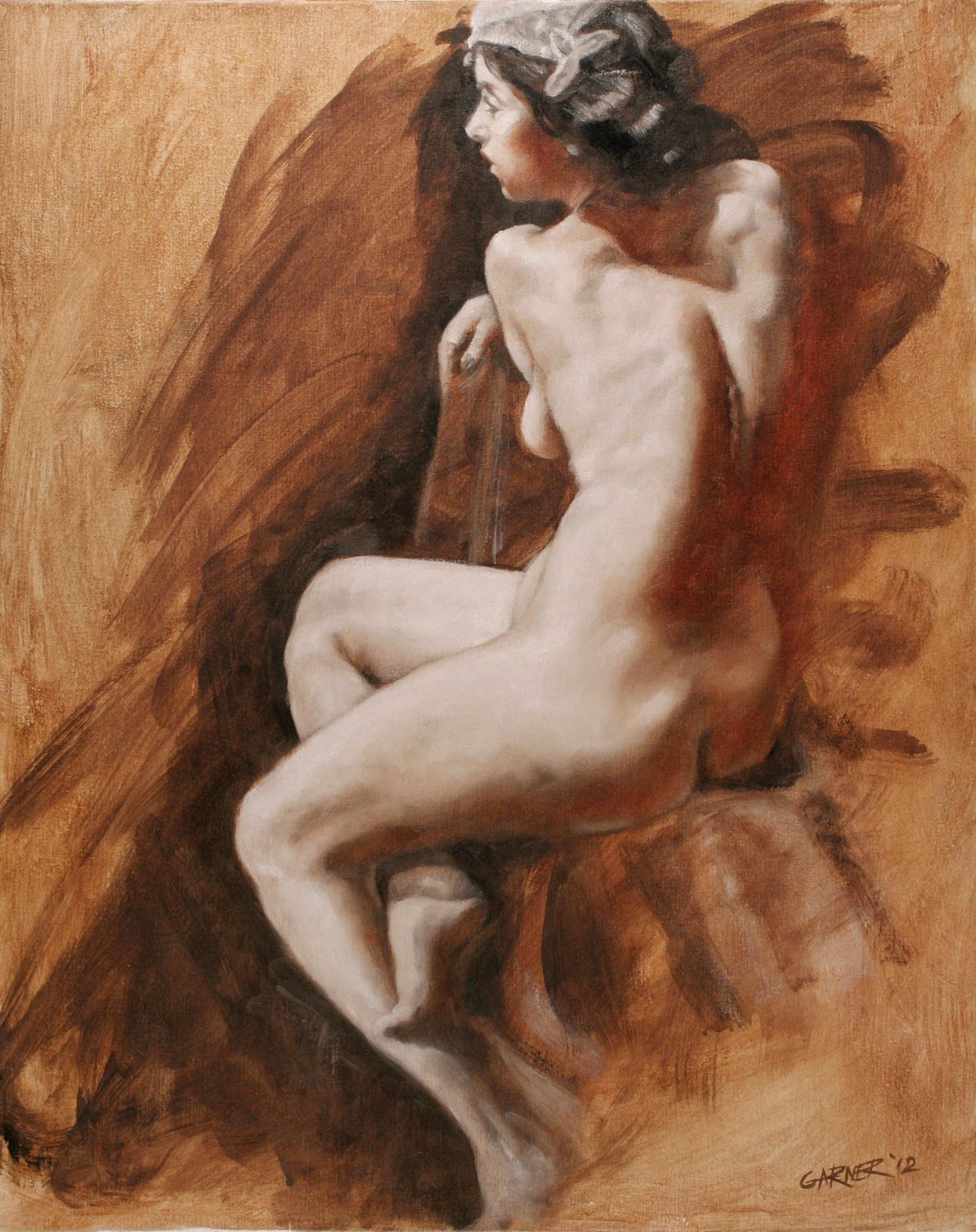 Posterior Grisaille Study, 2012, oil on canvas panel, 16" X 20"