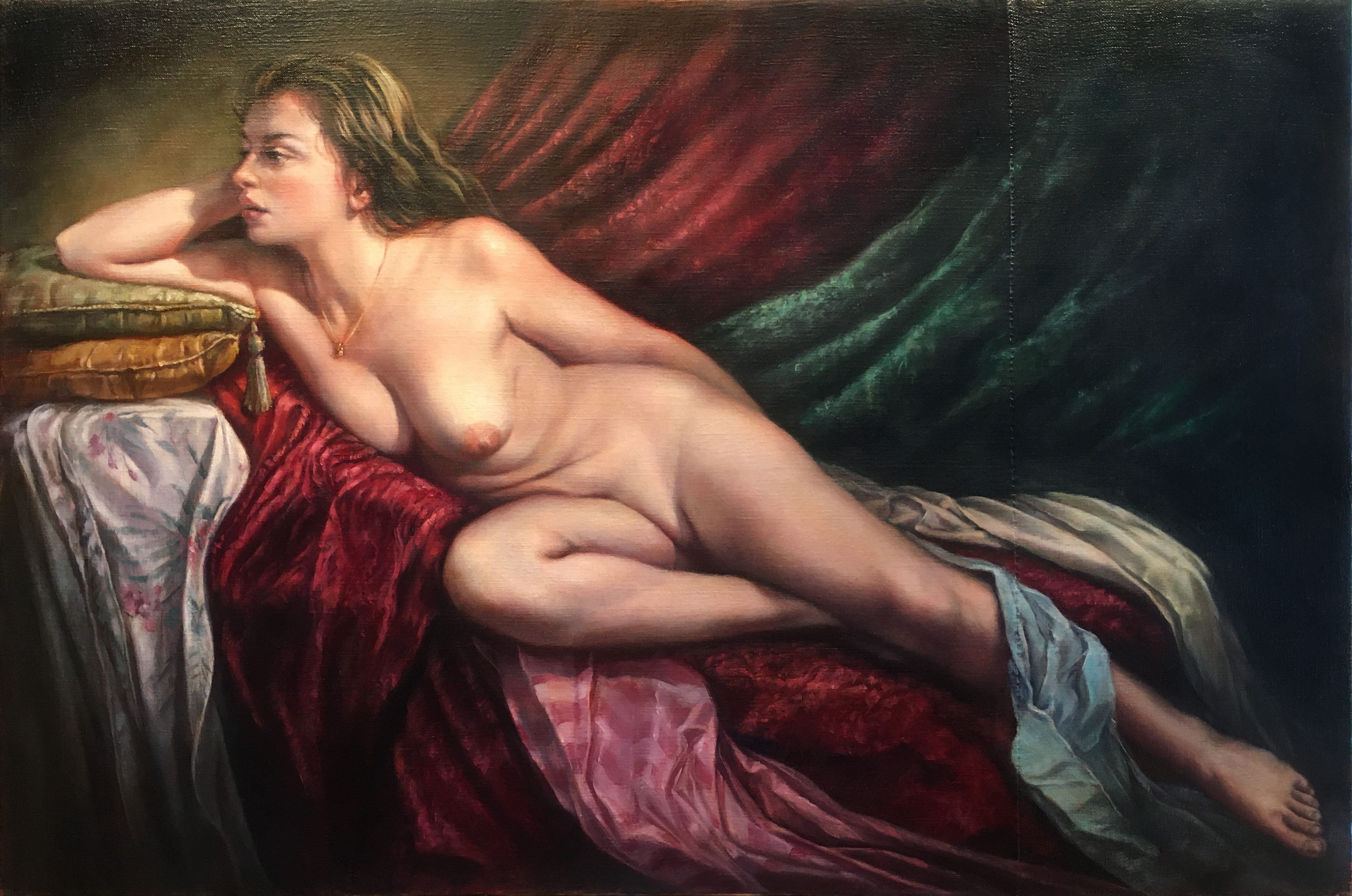 Reclining Nude Oil on linen, 36"x24" 2023