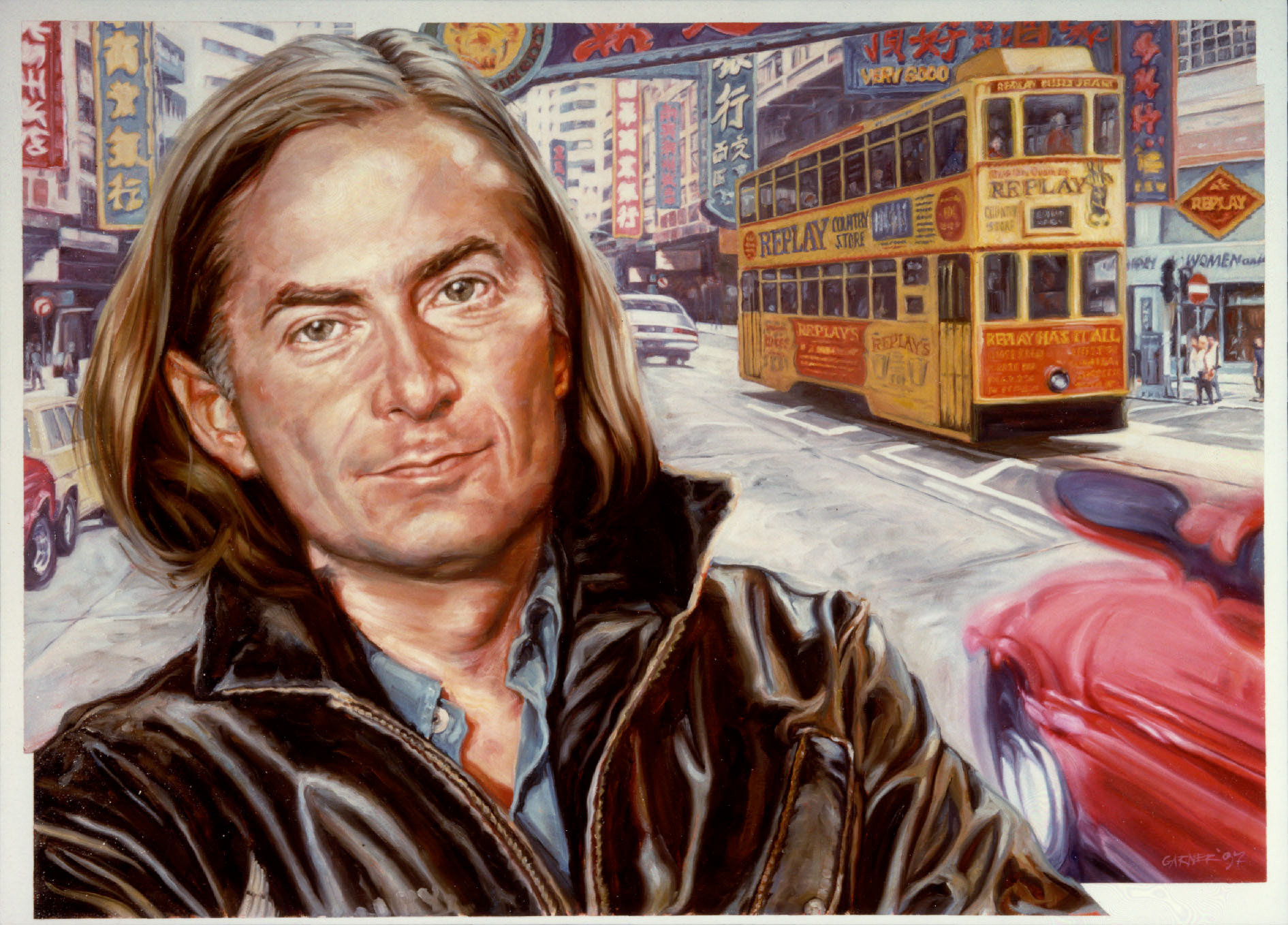 Claudio Buziol in Hong Kong, 1997, Oil on Linen, 120 x 120 cm Commission