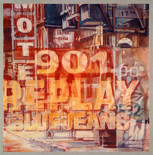 17th Street, 1994, Oil on Linen, 120 x 120 cm.  Sold