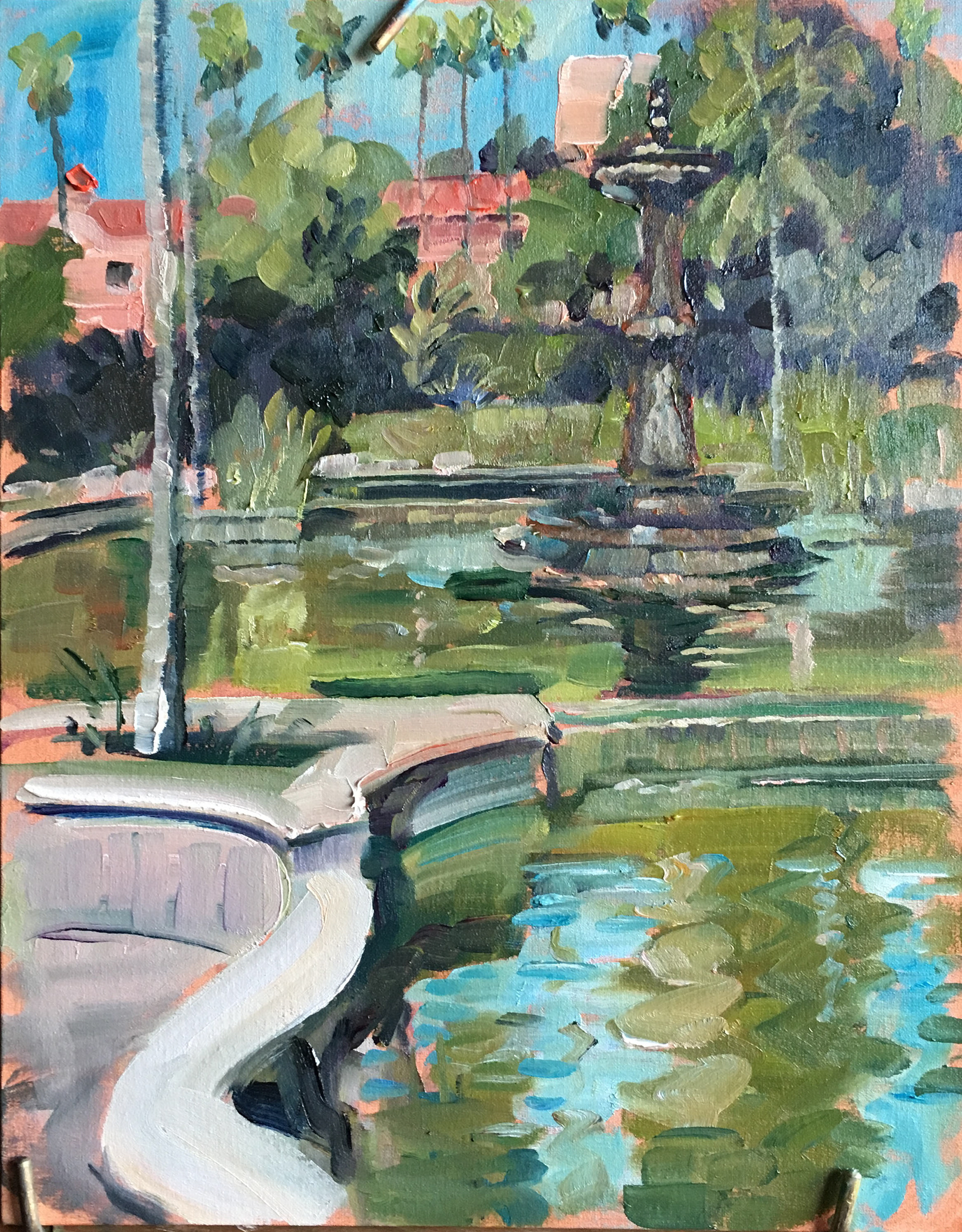 Beverly Hills Park, 2016, oil on canvas panel, 14" X 11"