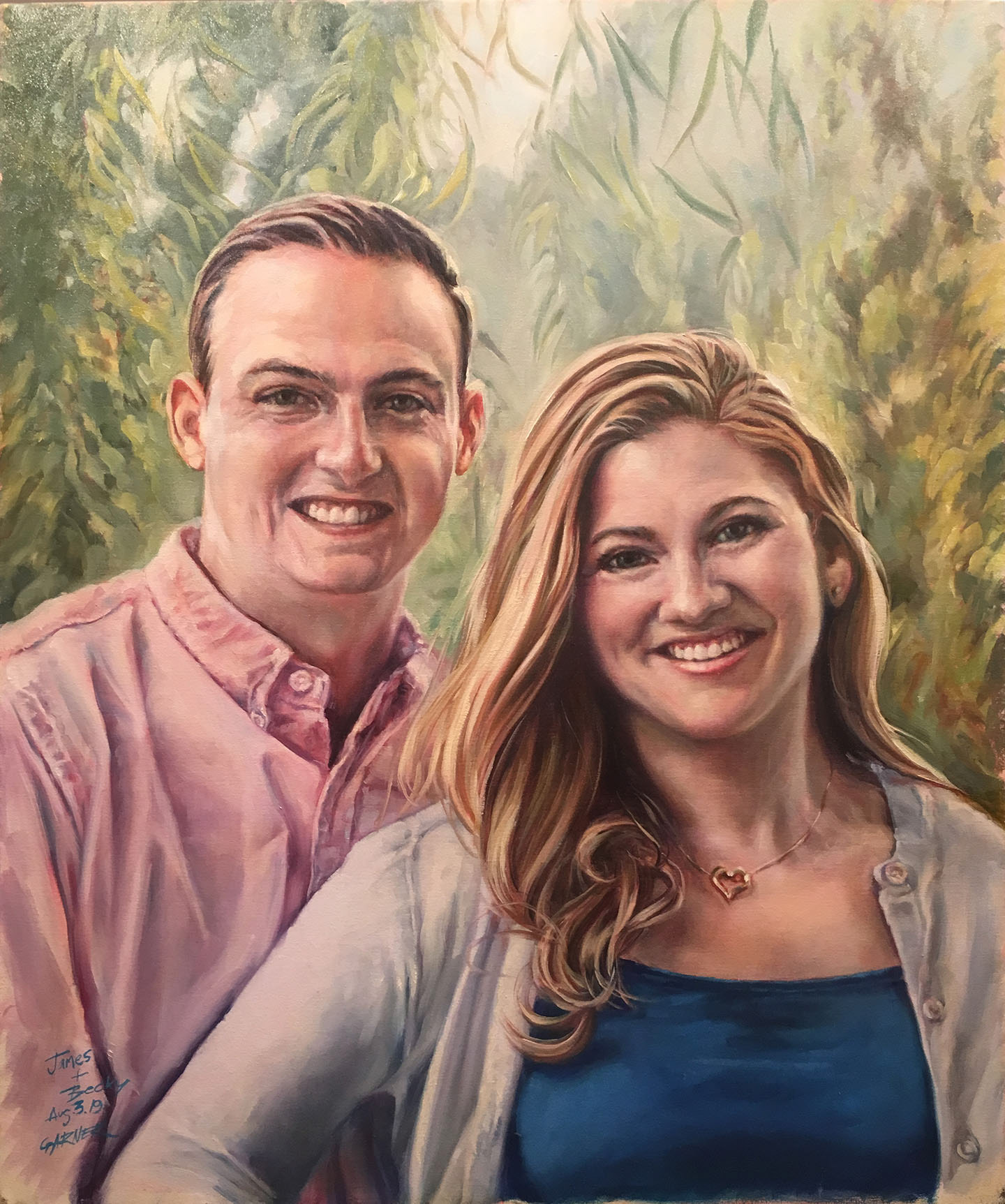 Becky and James, 2019, oil on canvas, 18 x 24”