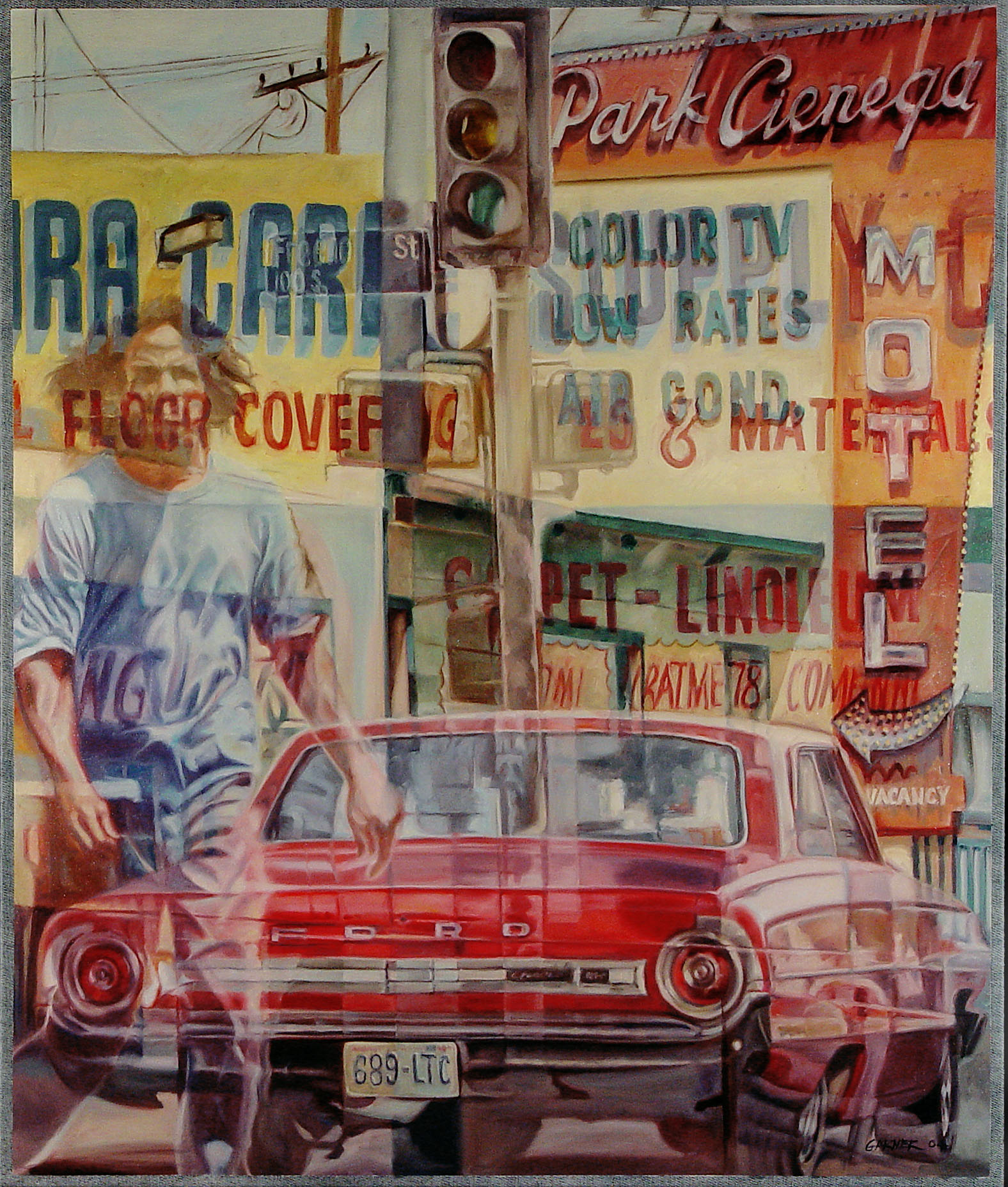 Park Cienga, 2005, Oil on Denim, 37" x 44" Sold