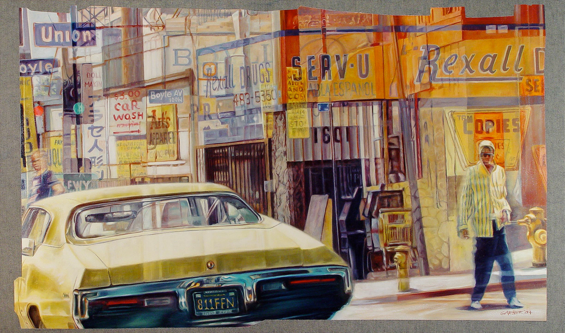 Rexall, 2004, oil on denim, 54" X 32"