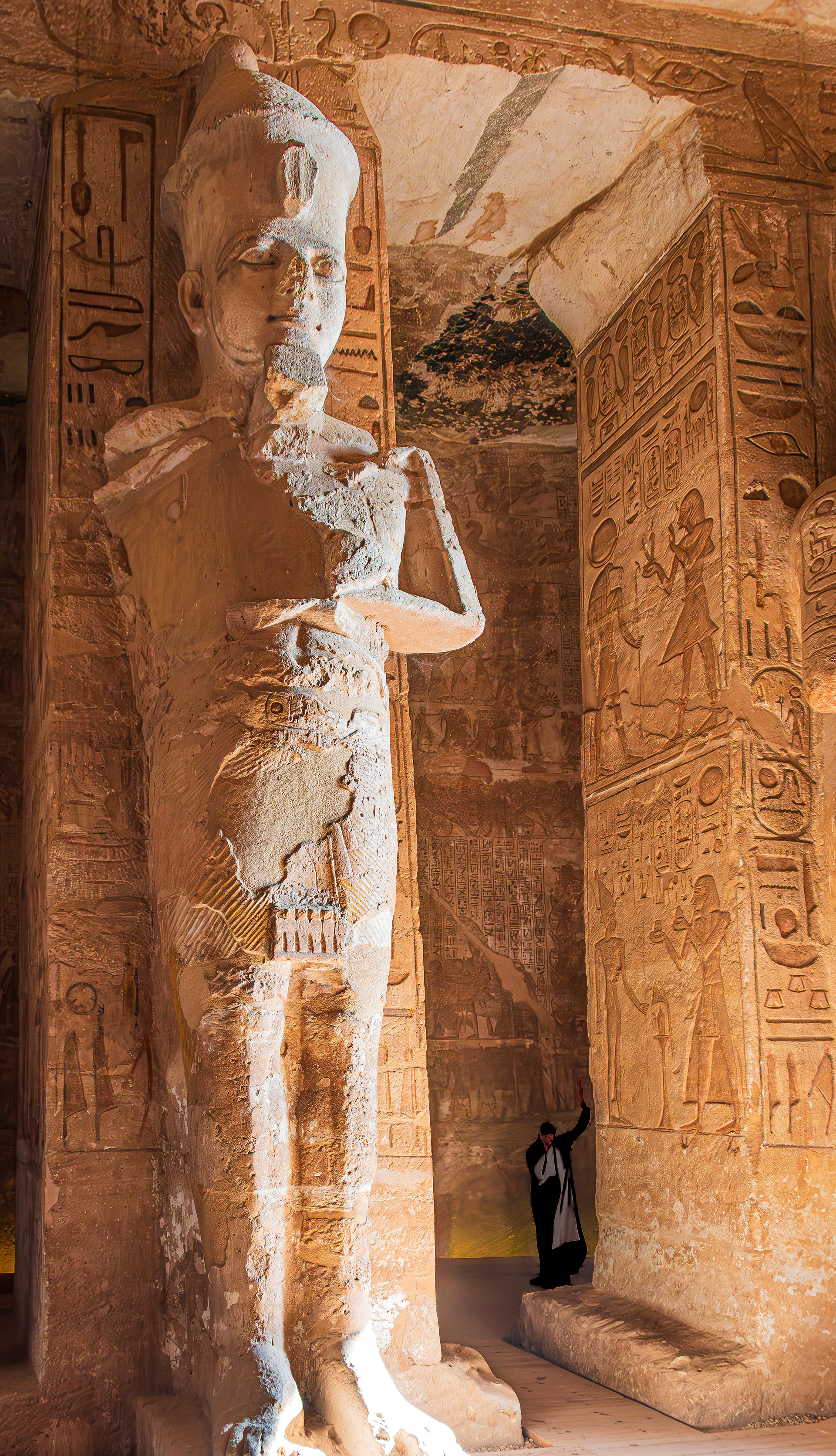 Abu Simbel: Interior Osirid pillars in the hypostyle hall.