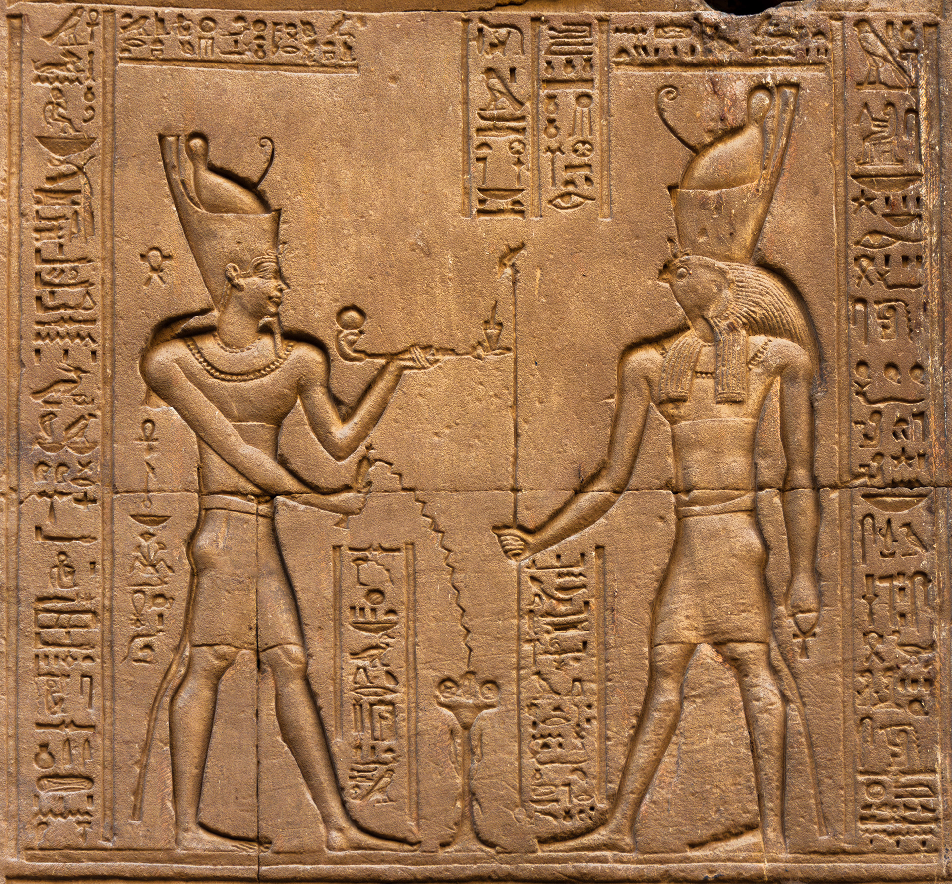 Edfu: Relief depicting the divine marriage of Hathor and Horus of Behdet