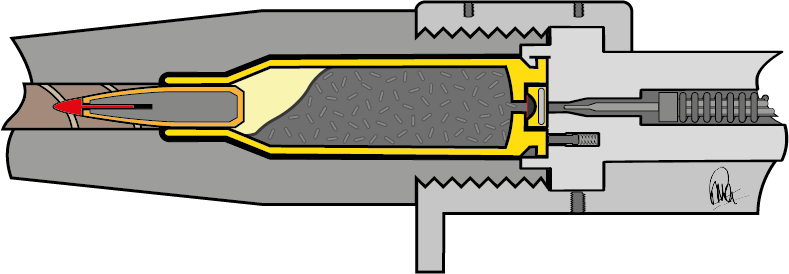 Cut away diagram of rifle chambered round