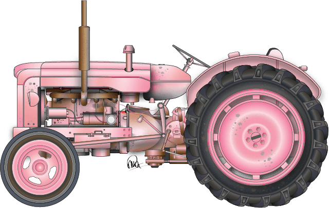 Fordson tractor in customer specific pink