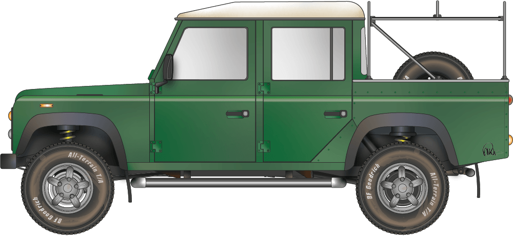 Land Rover 110 Defender crew cab frame back