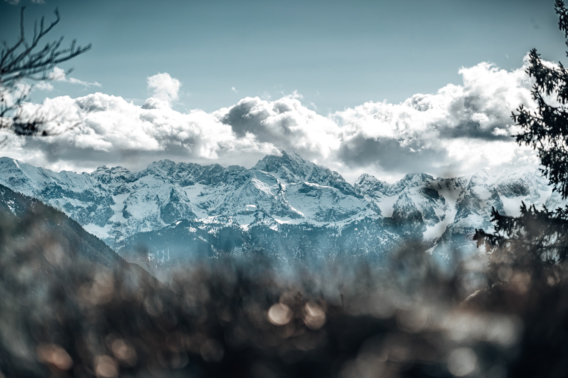 Wettersteingebirge coverd by clouds