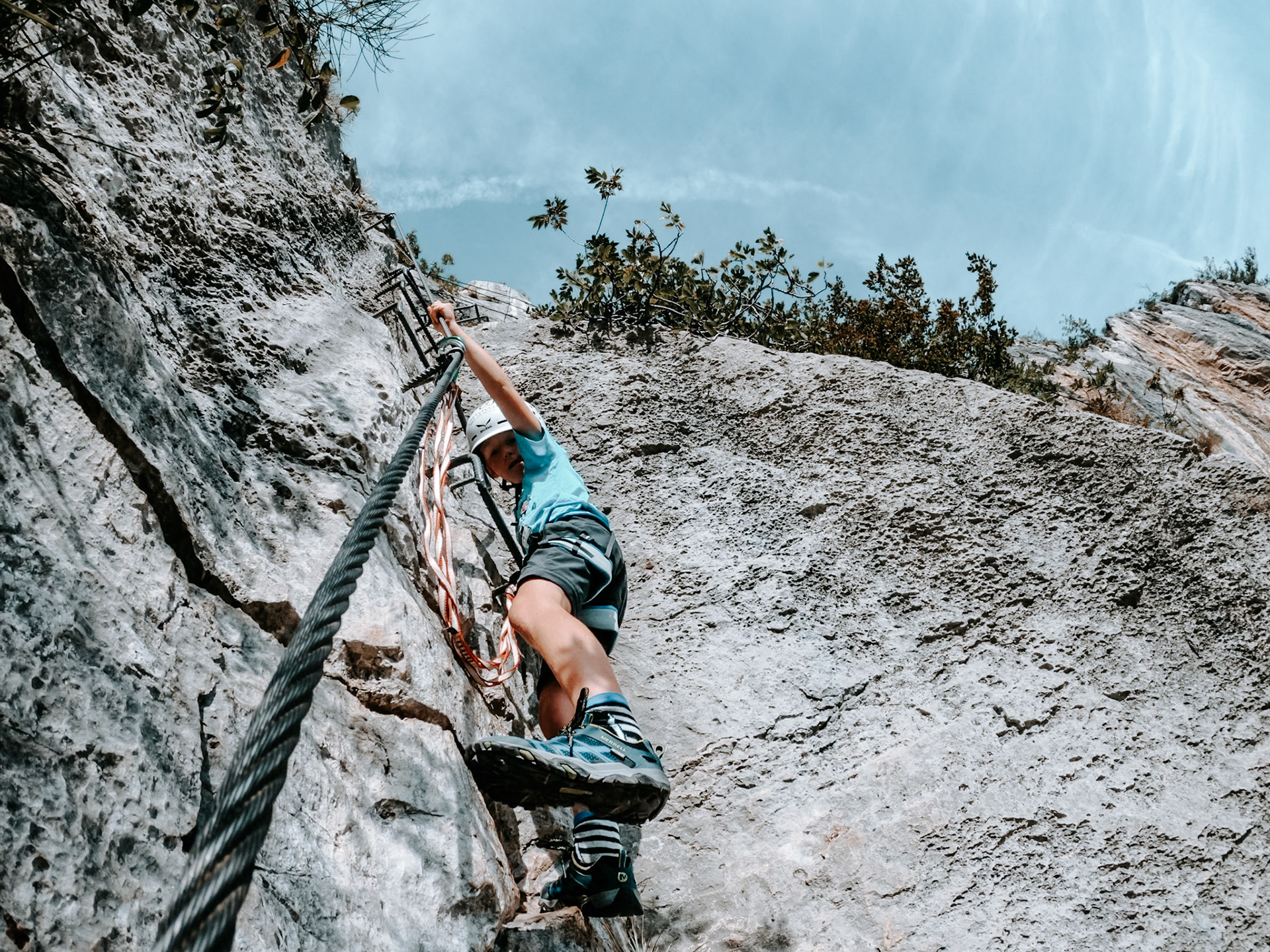 Kid in the Via Ferrata Colodri
