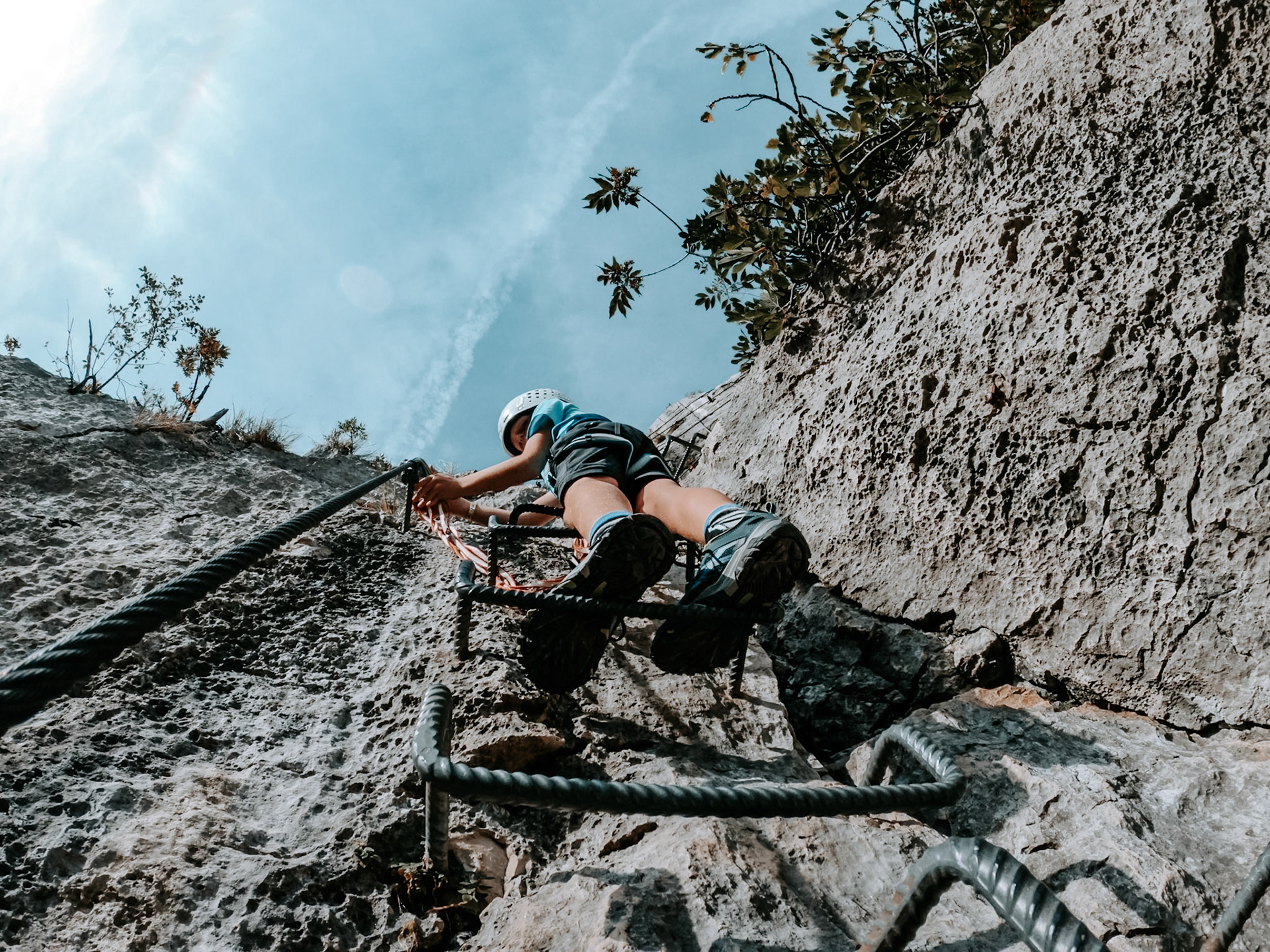 Kid in the Via Ferrata Colodri