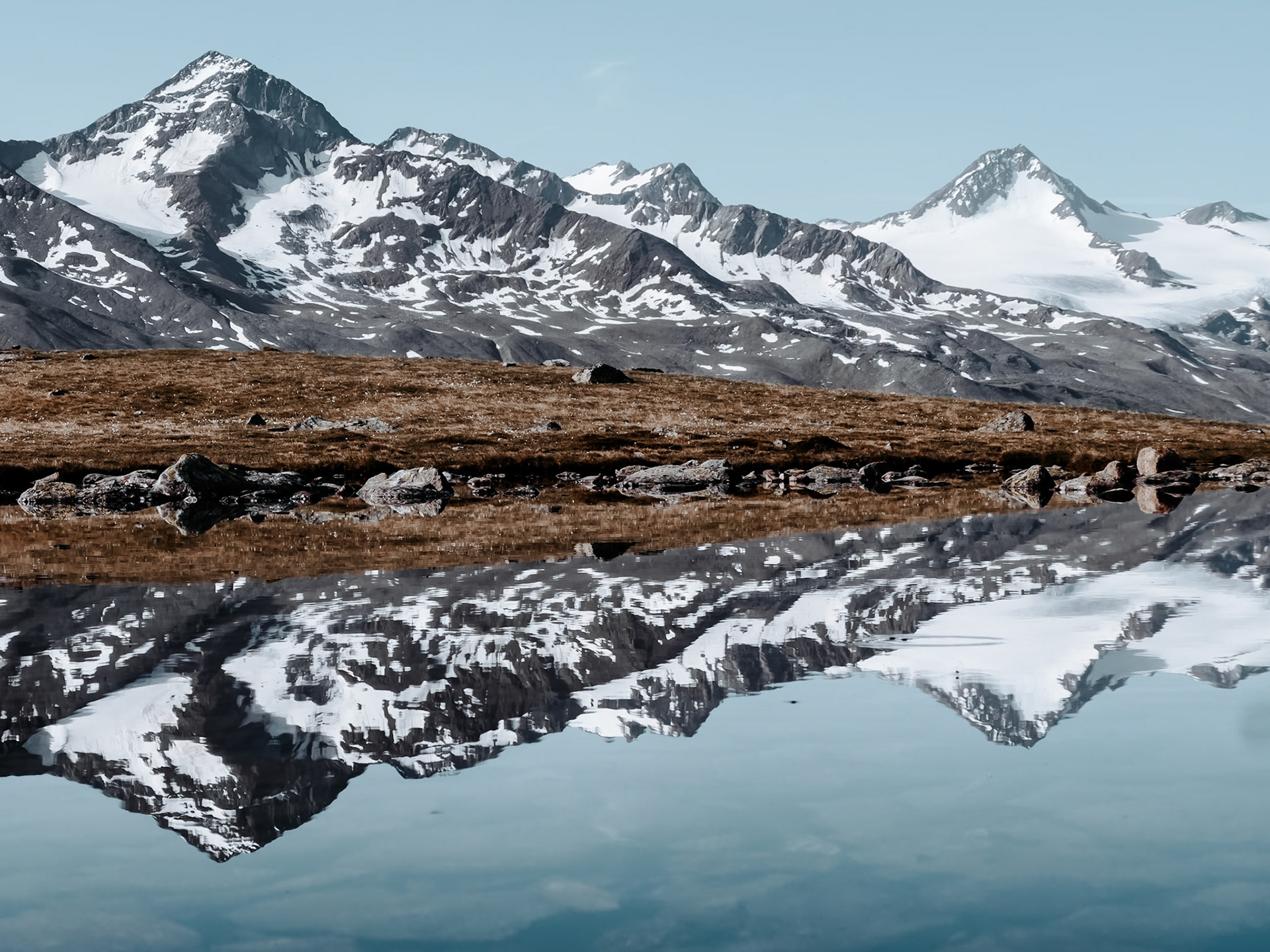 Finailspitze reflected in a mountain lake