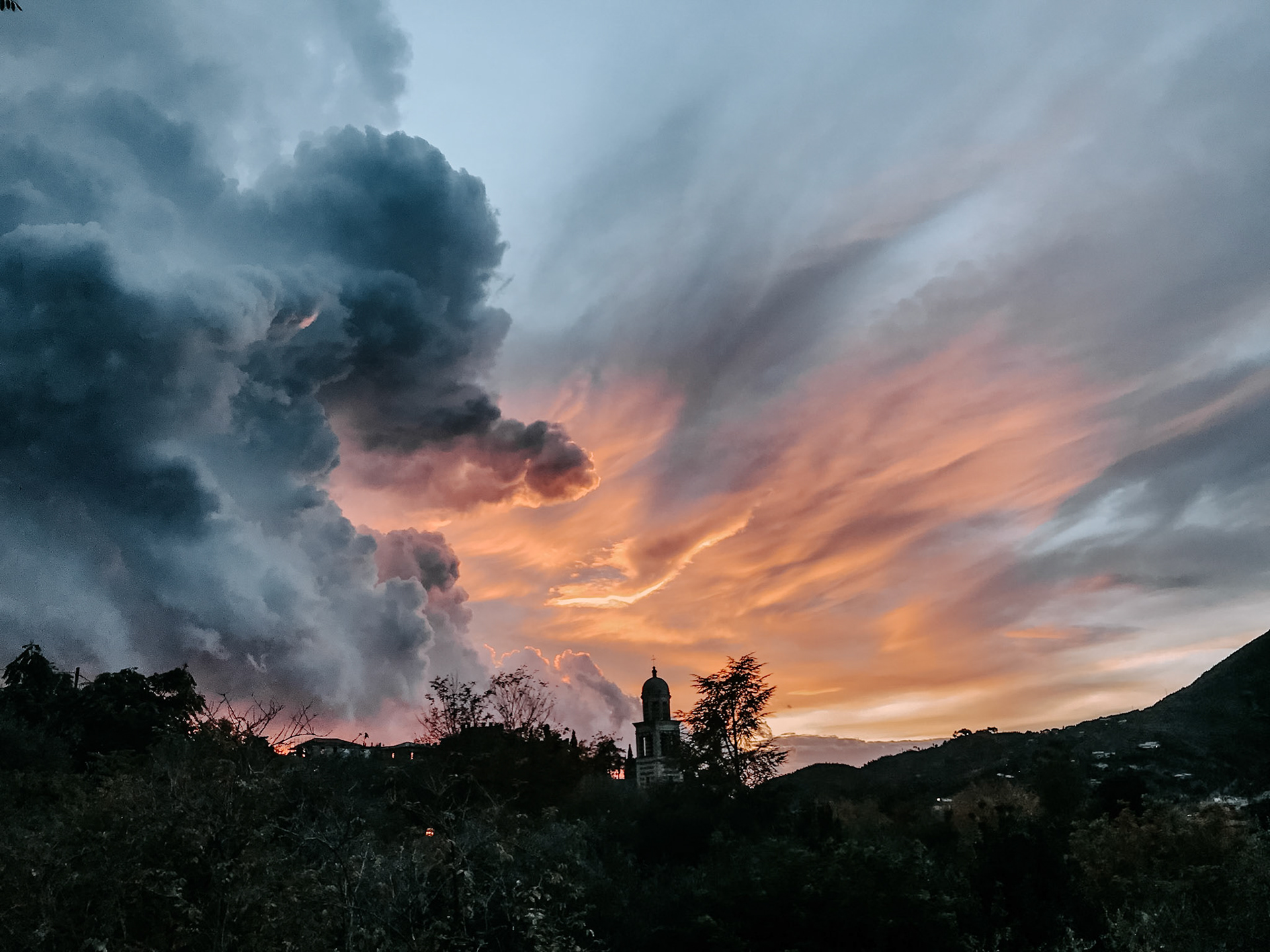 Upcoming storm near the Mediterranean Sea in Levanto