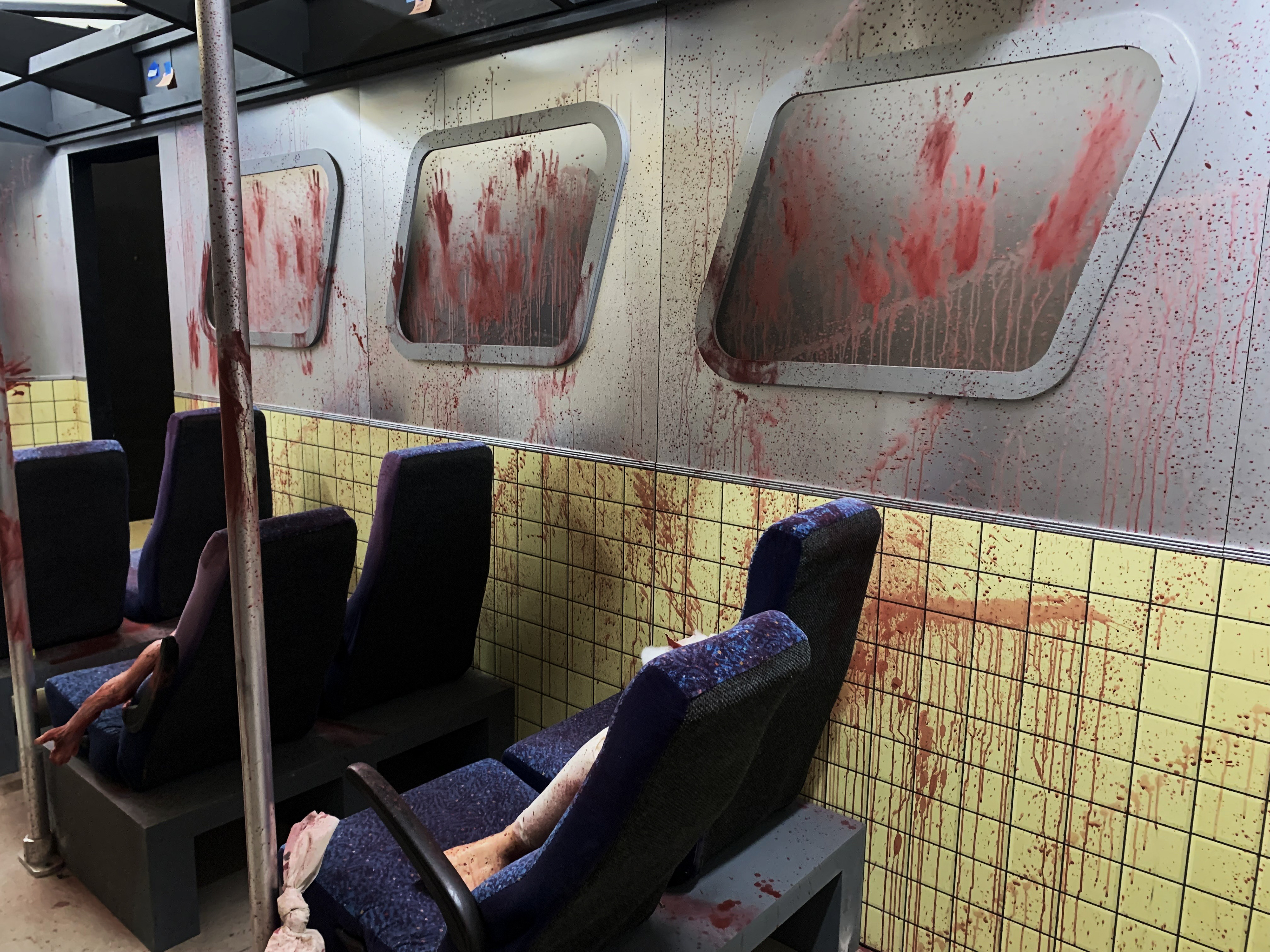 Fake Blood Splatter on Party Bus Walls