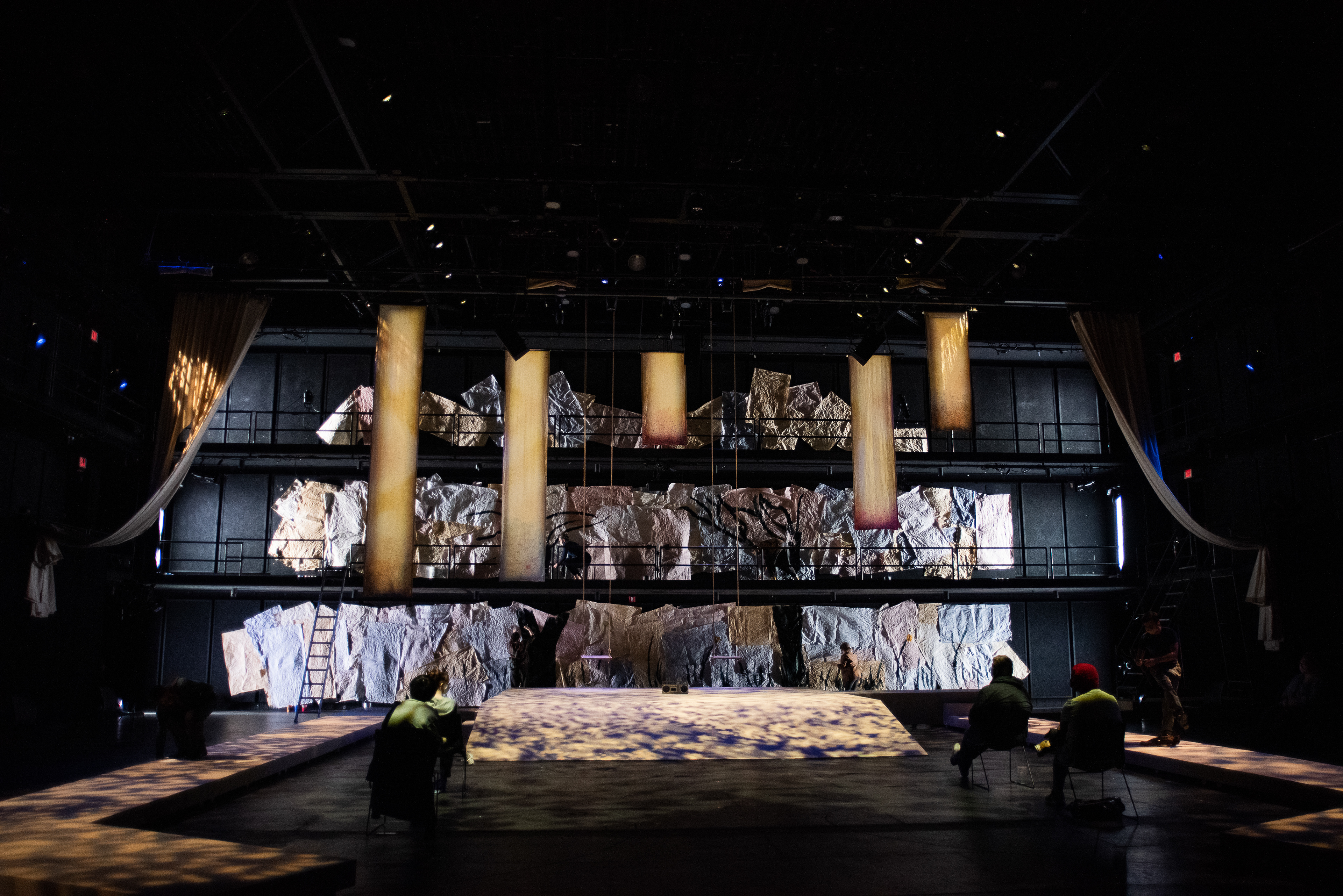 Production lighting on muslin strips