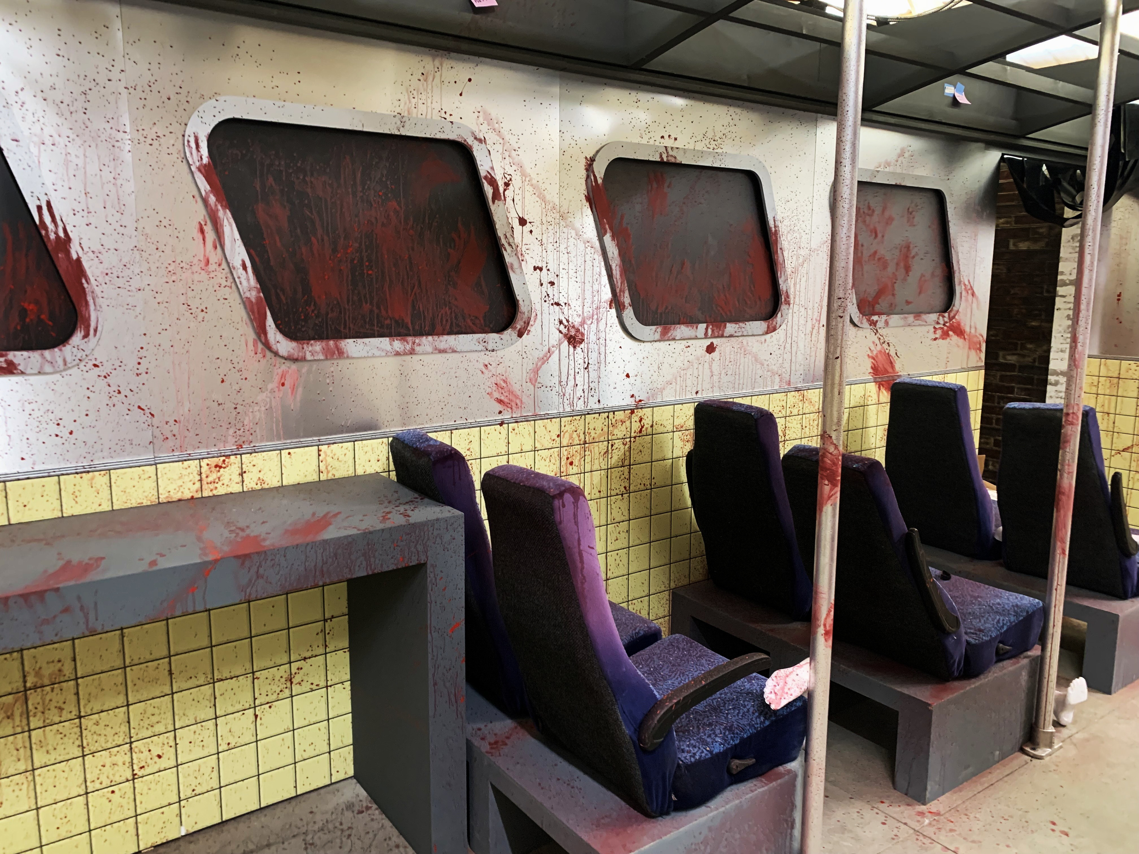 Fake Blood and Handprints on Party Bus Walls
