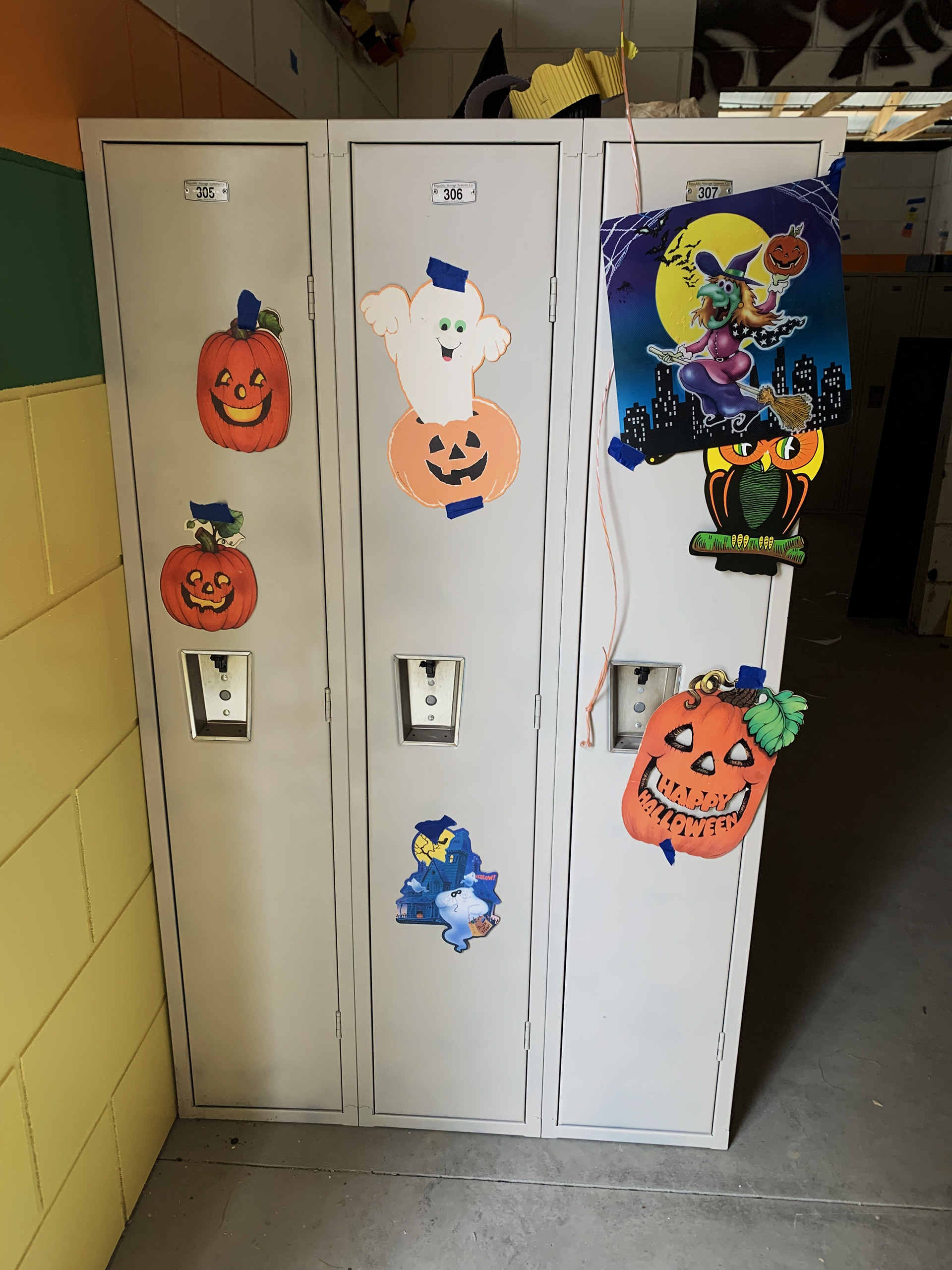 High School Locker with Vintage Halloween Decor