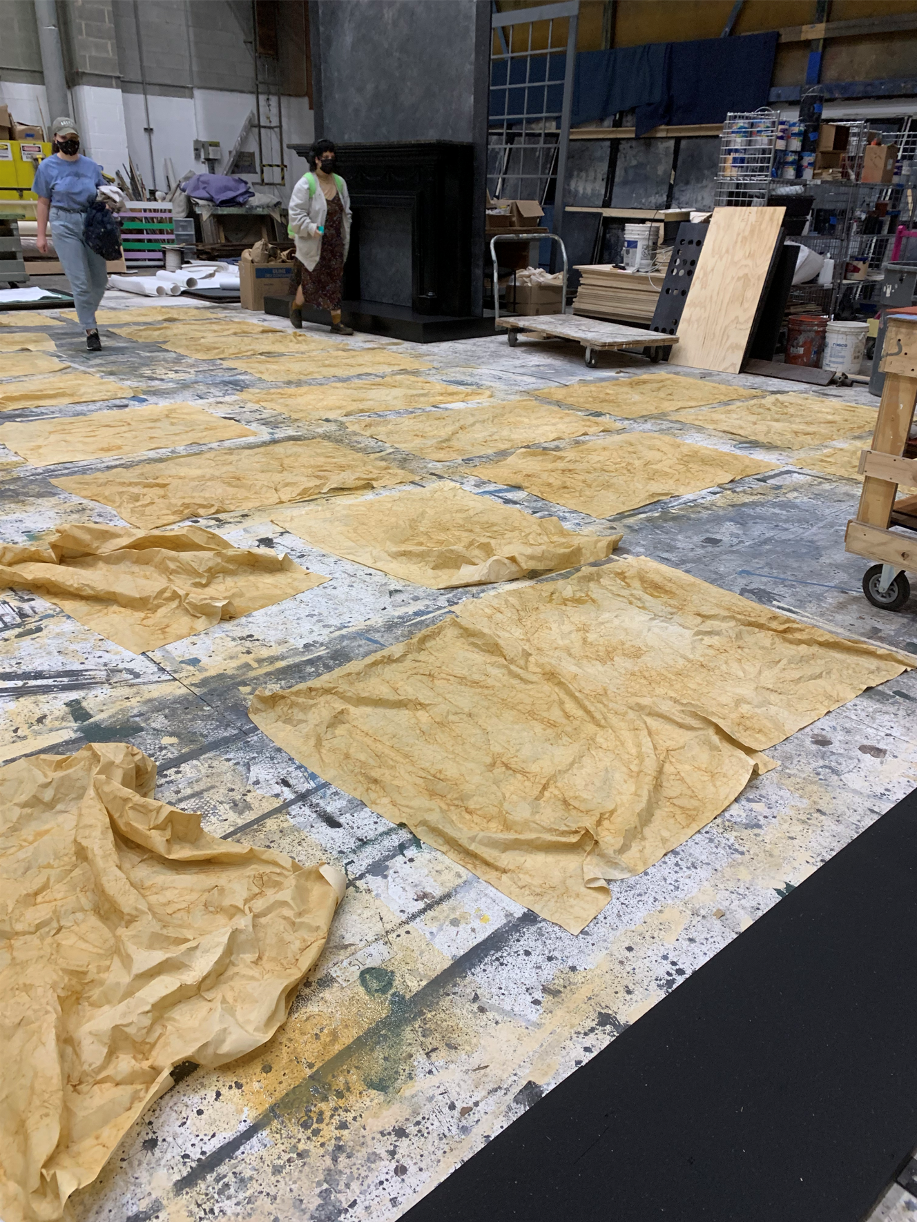 Painted paper using garden sprayer