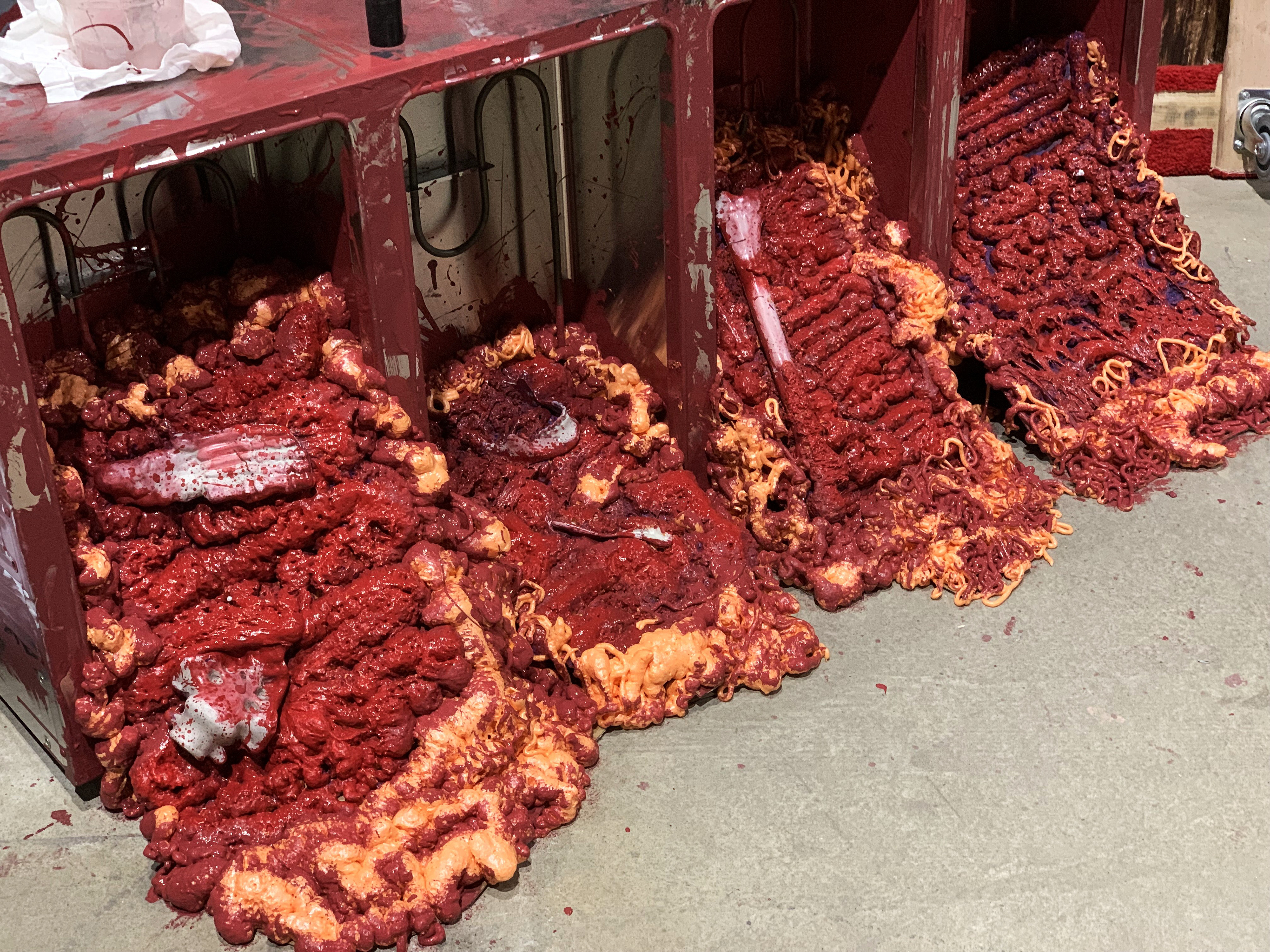 Toppled Over Buffet Table with Gore Paint Progress