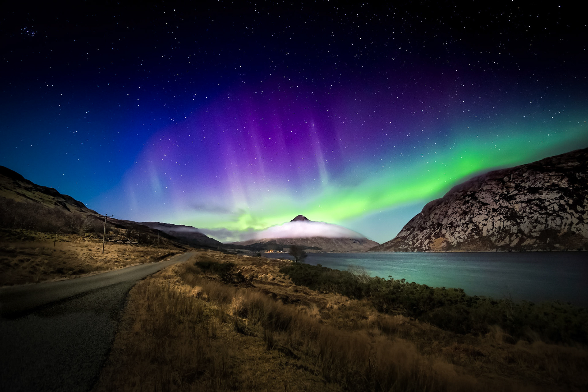Aurora over Ben Stack, Sutherland
