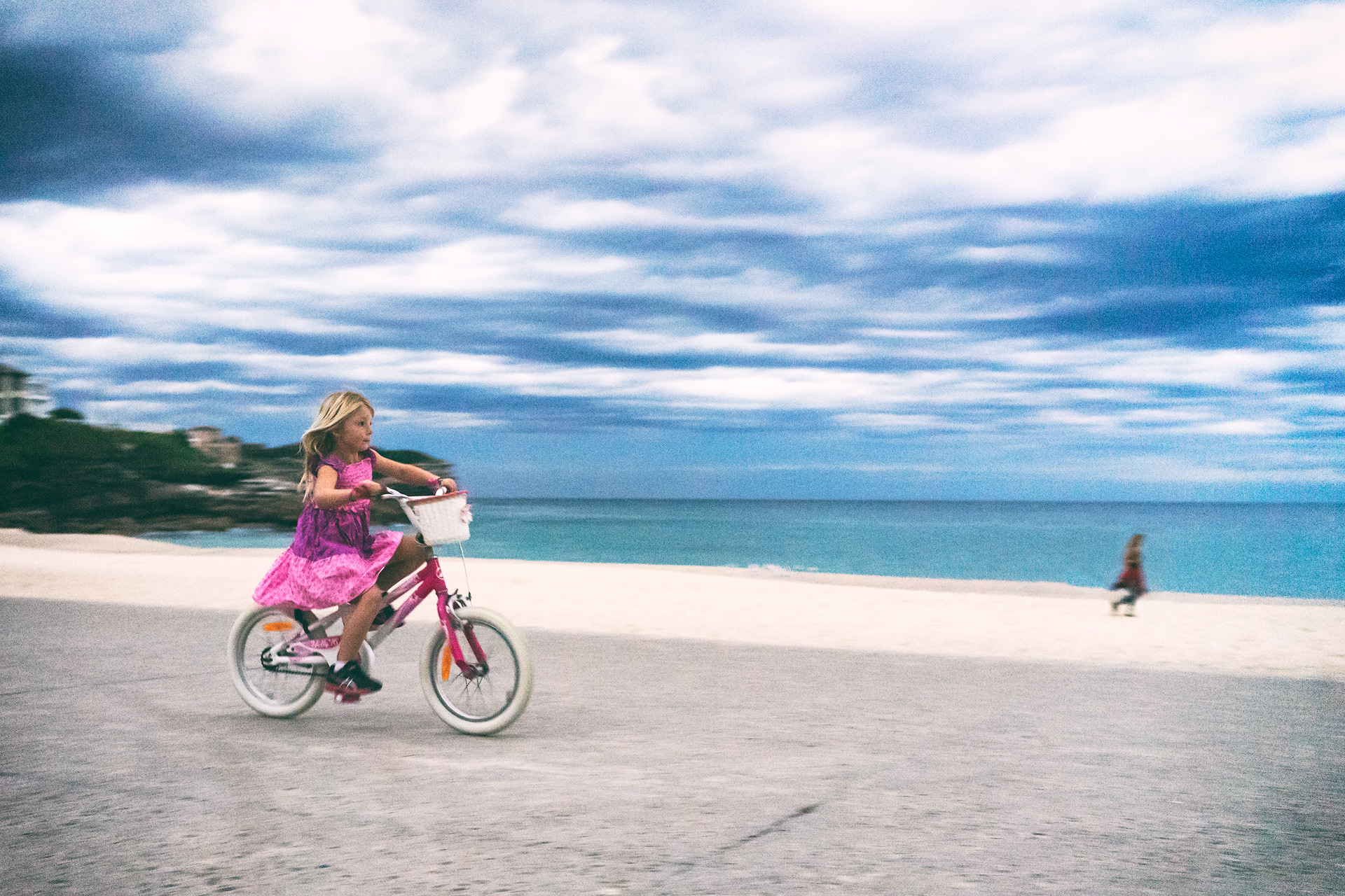 Chilli Fourie's first solo bike ride at Bronte Beach, NSW.