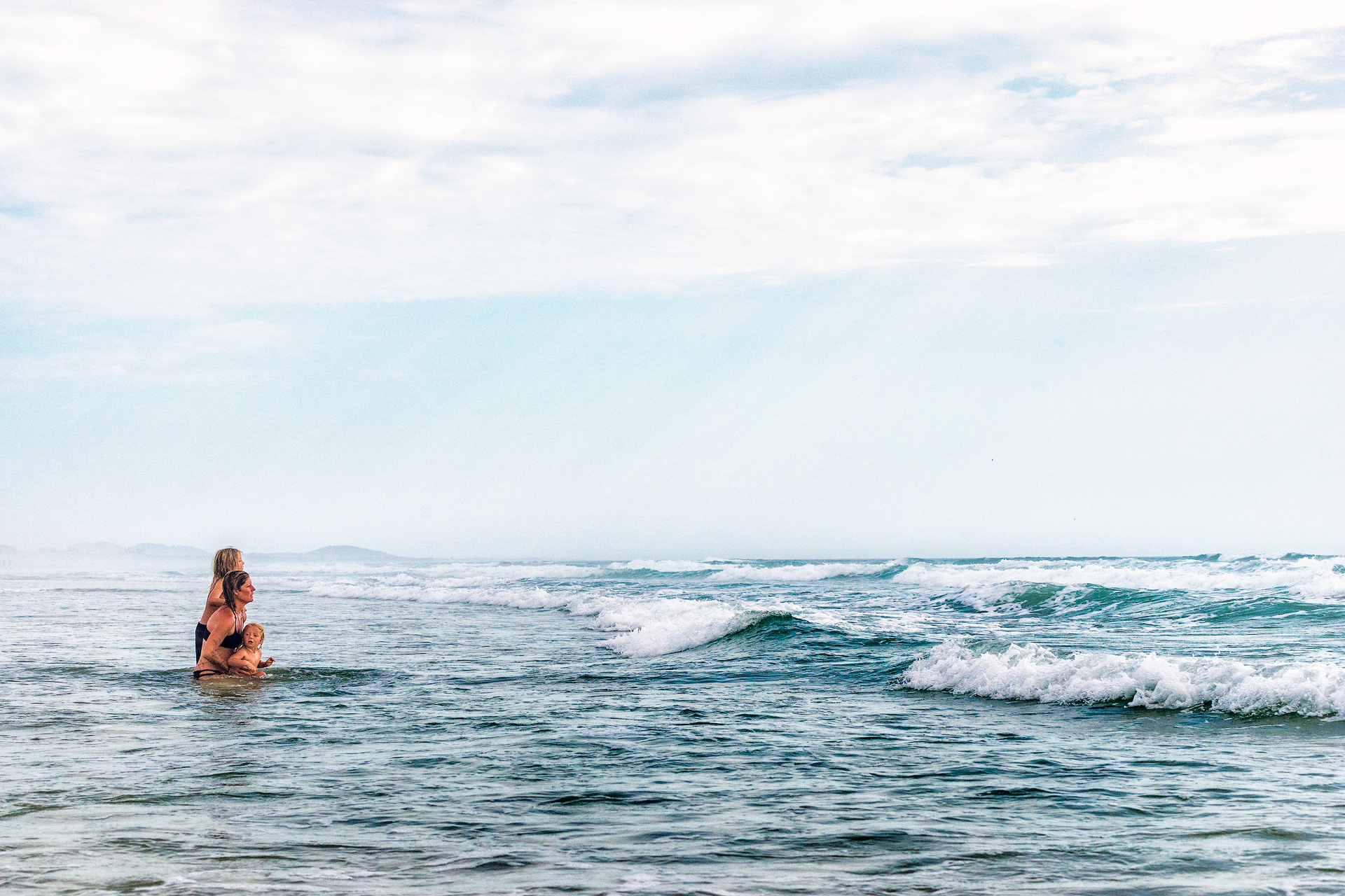 Lyon Fourie, Chilli Fourie and Shellee Seed at Golden Beach, NSW.