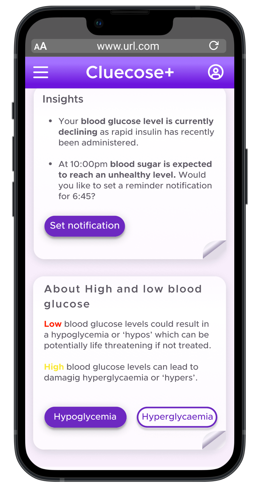 Reverse side of blood sugar diagram flipcard