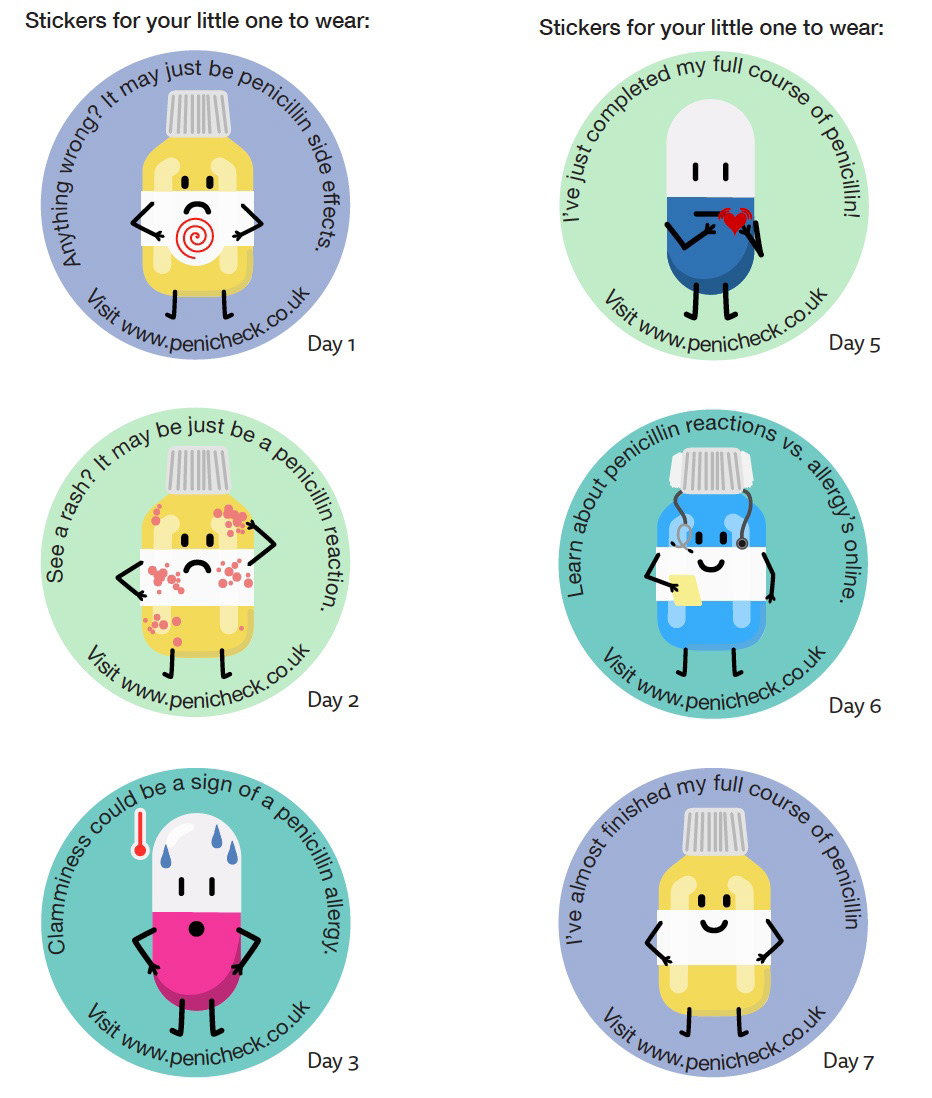 Stickers for the child to wear so careers will also be notified of the issue