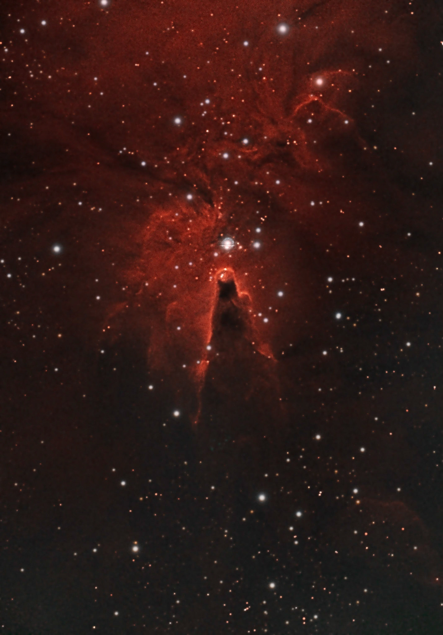 The Cone Nebula is an H II region in the constellation of Monoceros. The nebula is located 2,700 light-years away from Earth, and is 4 light years across. A ly is 5,878,600,000,000 miles!!