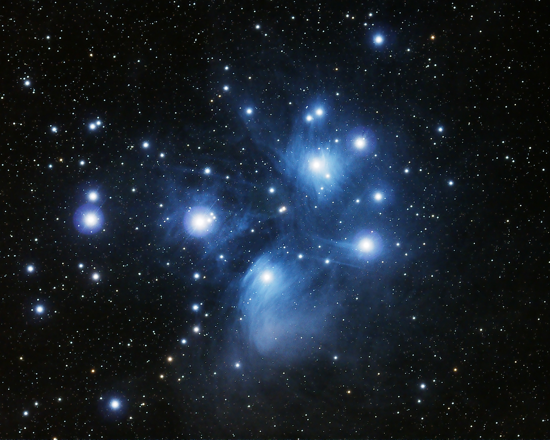 Pleiades Cluster with Nebulosity