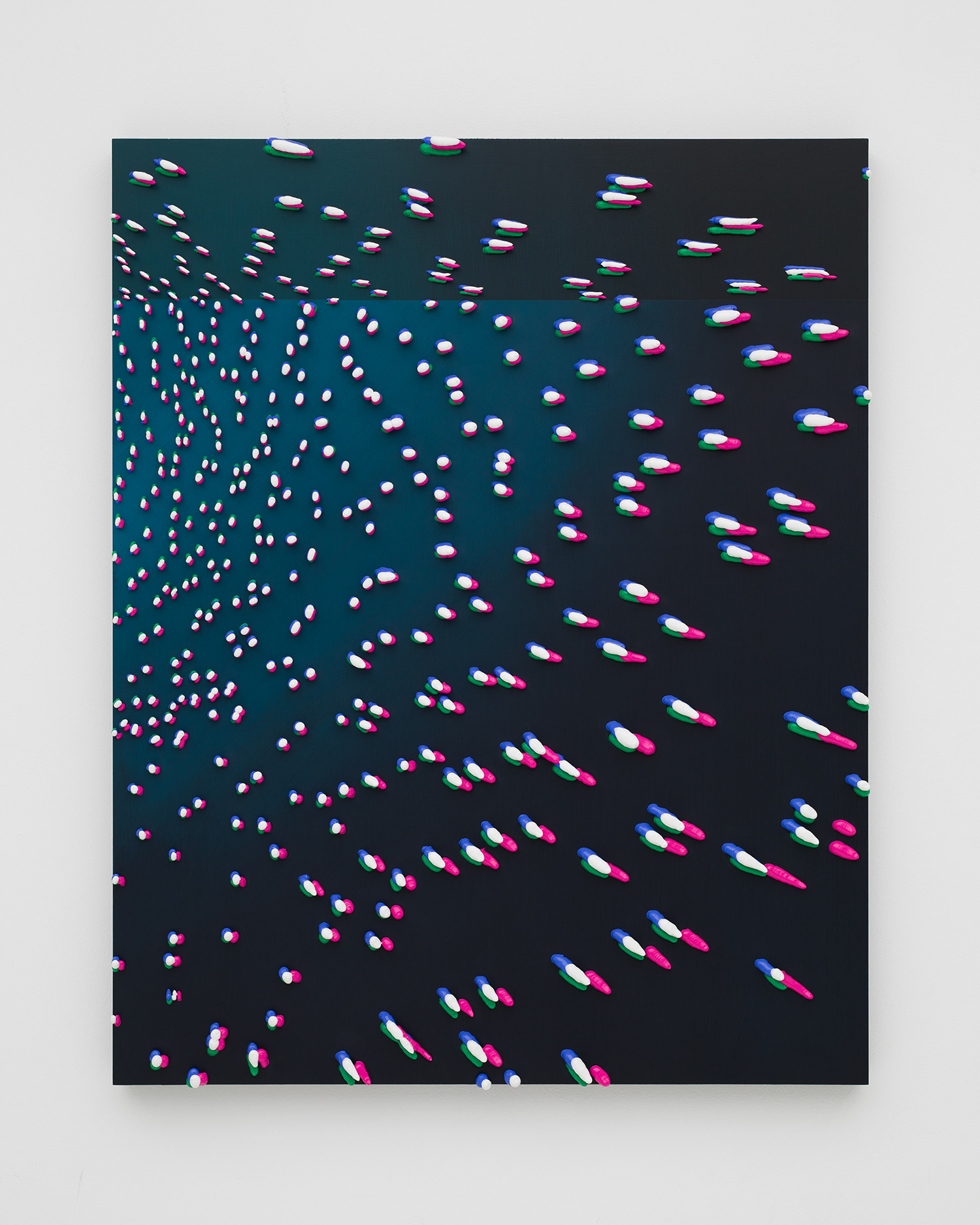 Artist Joseph Parra, painting titled Starlight Blue-Green