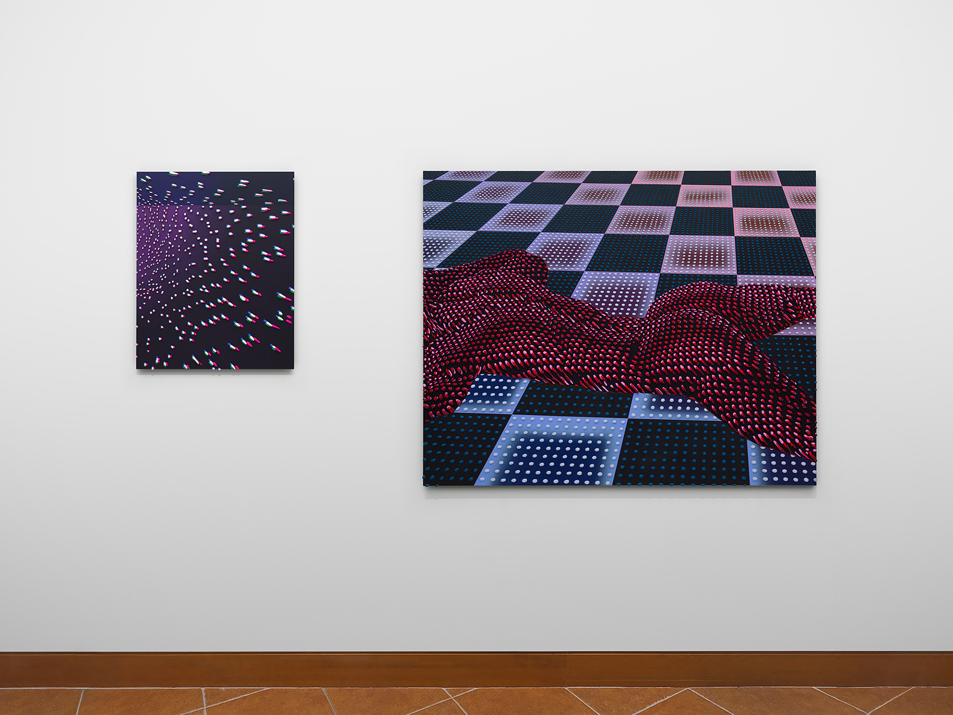 Artist Joseph Parra, exhibition the edge of flesh and blood, installation of Starlight red-violet, Submissive in the Simulation Disco
