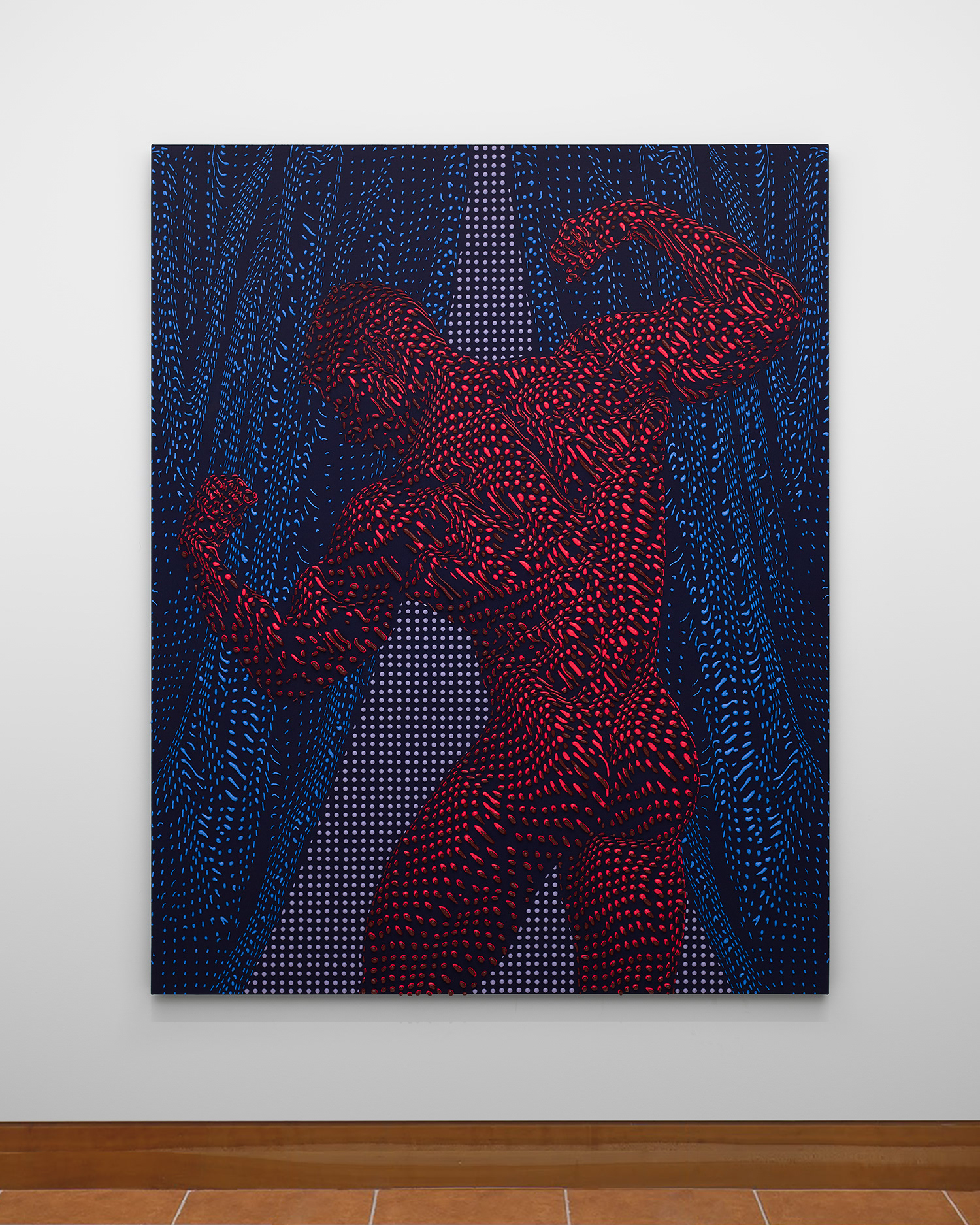 Artist Joseph Parra, exhibition the edge of flesh and blood, installation of Curtain Call for Joey Stefano