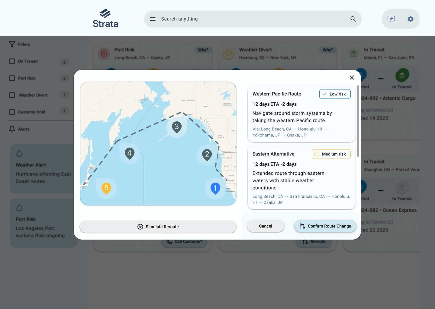 Reroute Simulation on Tablet/Desktop