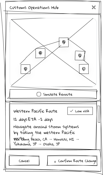 Simulate Reroute screen