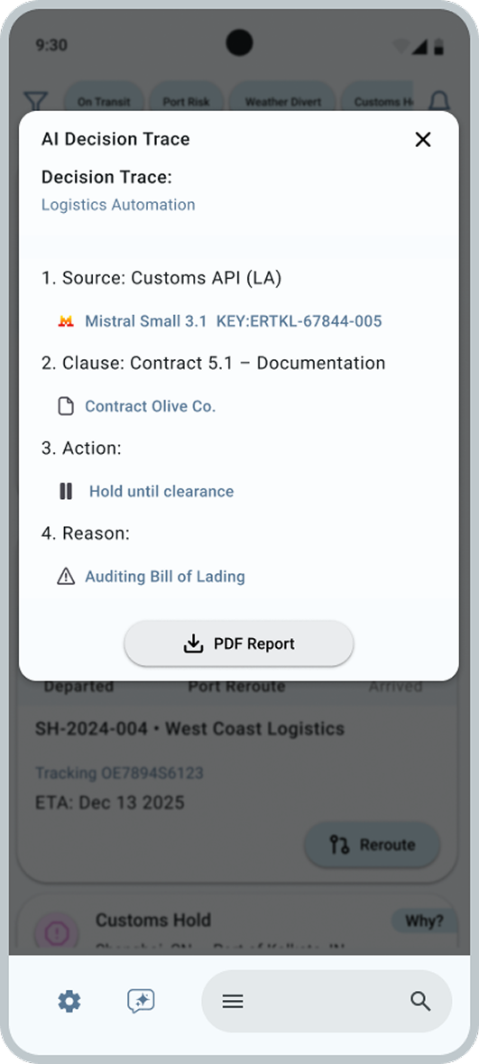 “Why?” Insight Pane - Reveals AI reasoning with source links