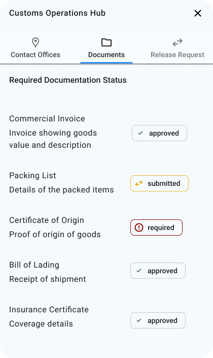 Port Data Agent Fetches live port status via API, bypassing OCR and manual entry.