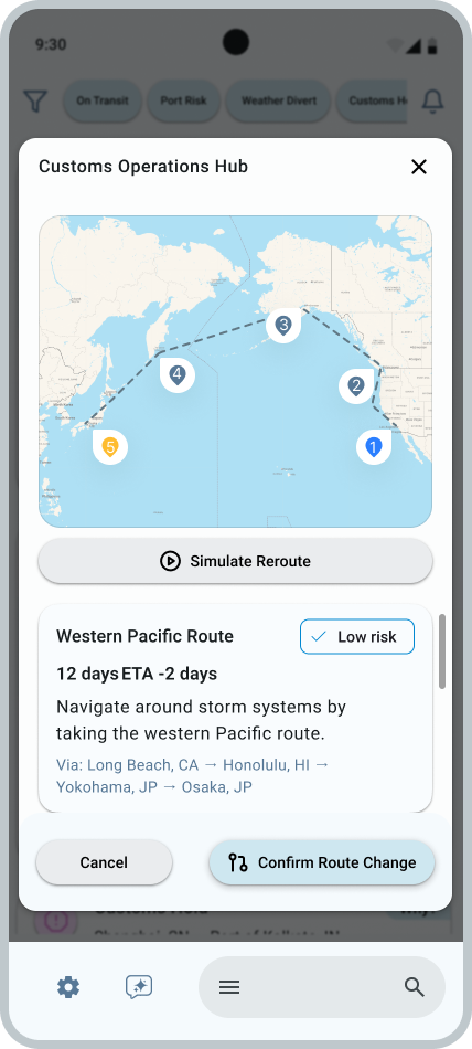 Reroute options and simulation