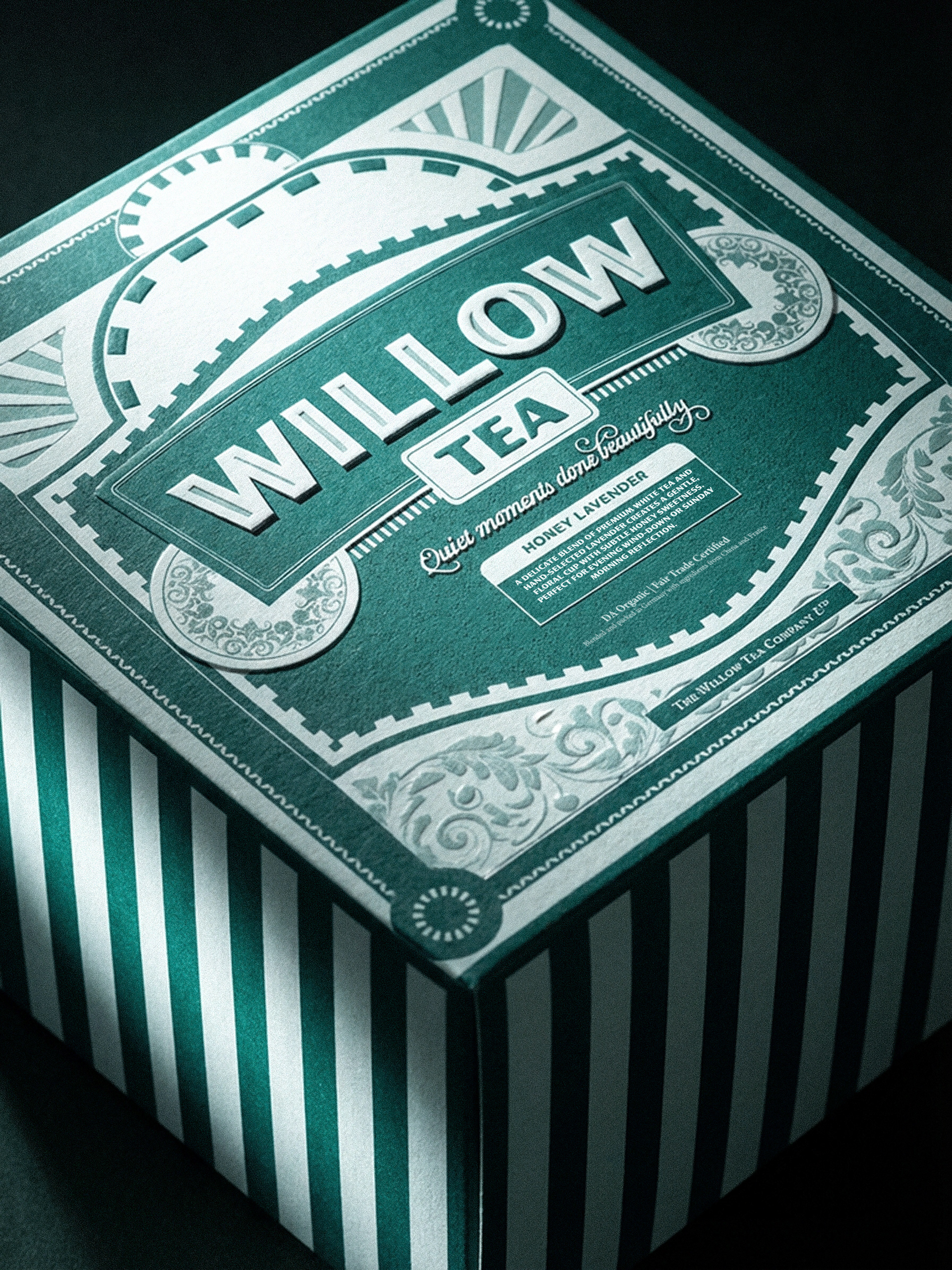 Retro tea brand identity design including logo, packaging, and vintage typography - human-made graphic design by McKenzie Design