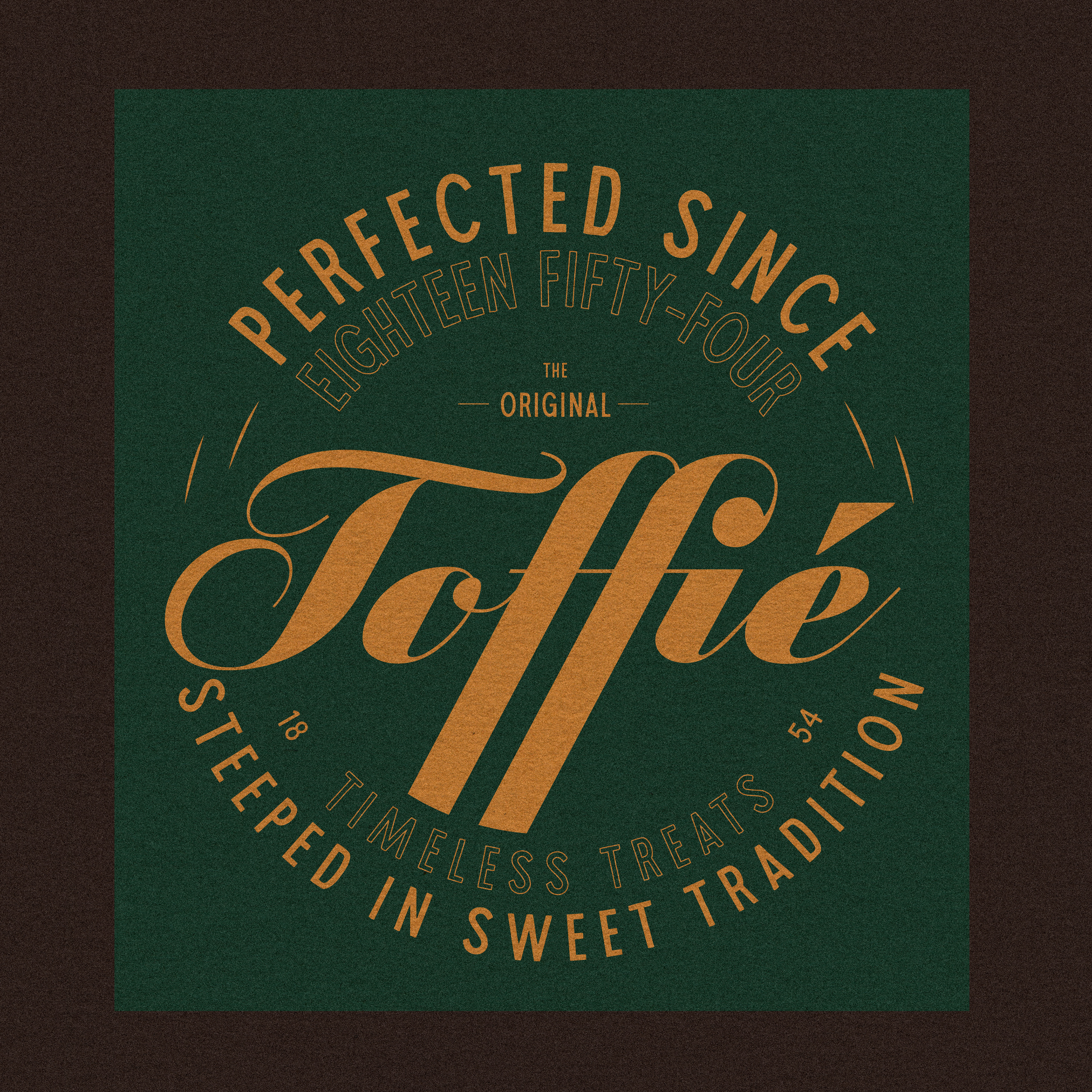 Hand-crafted retro toffee packaging design with luxurious vintage aesthetics and traditional typography — brand identity by McKenzie Design