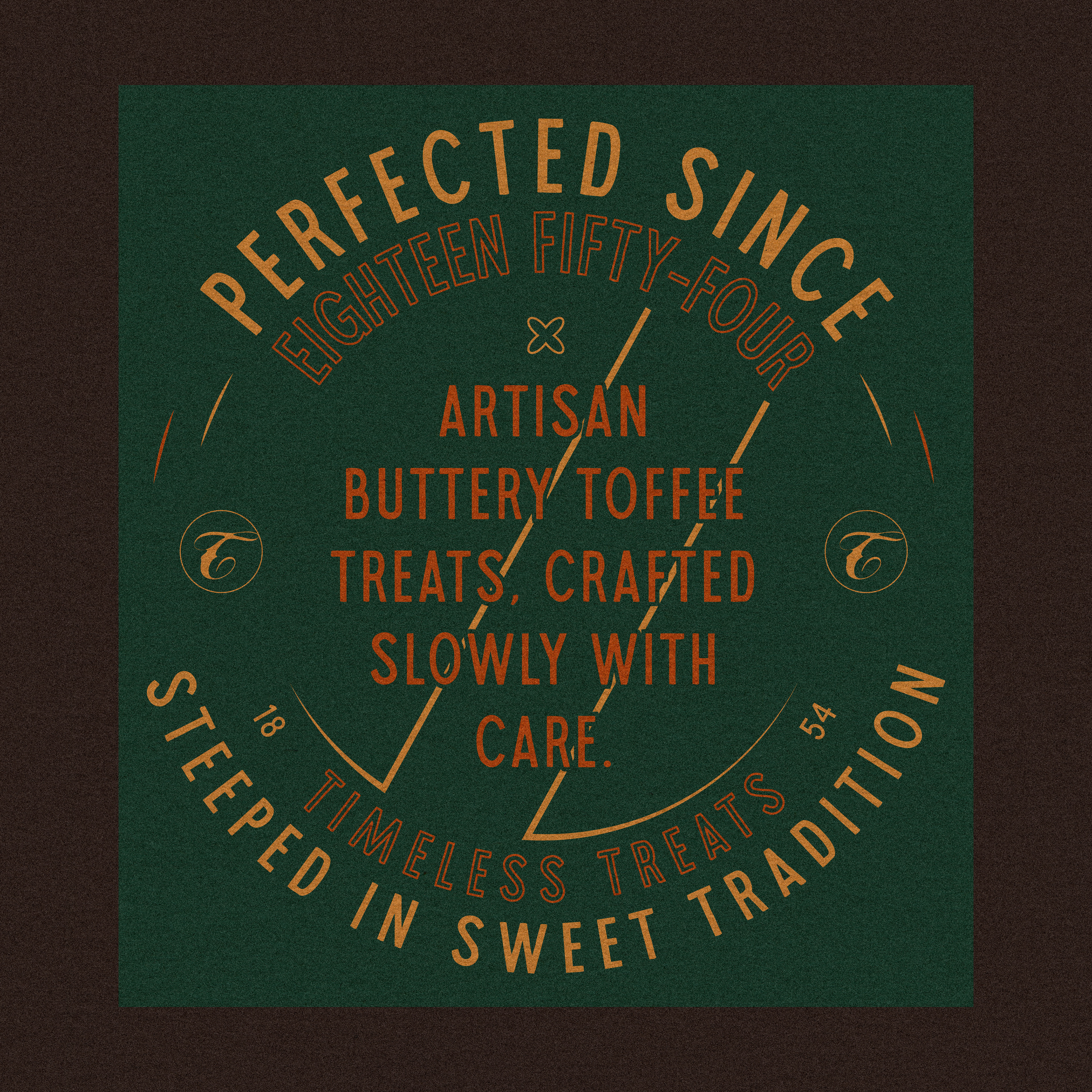 Hand-crafted retro toffee packaging design with luxurious vintage aesthetics and traditional typography — brand identity by McKenzie Design